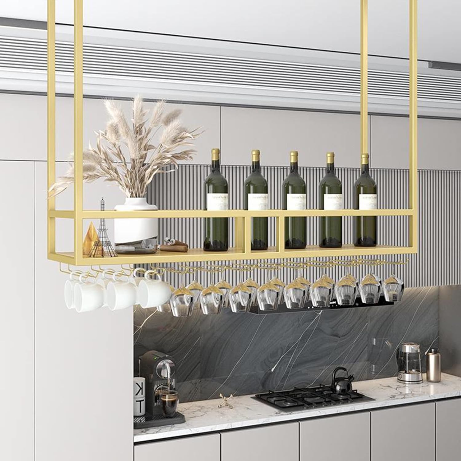 Wall-Mounted Wine Rack with Heavy Duty Steel Frame