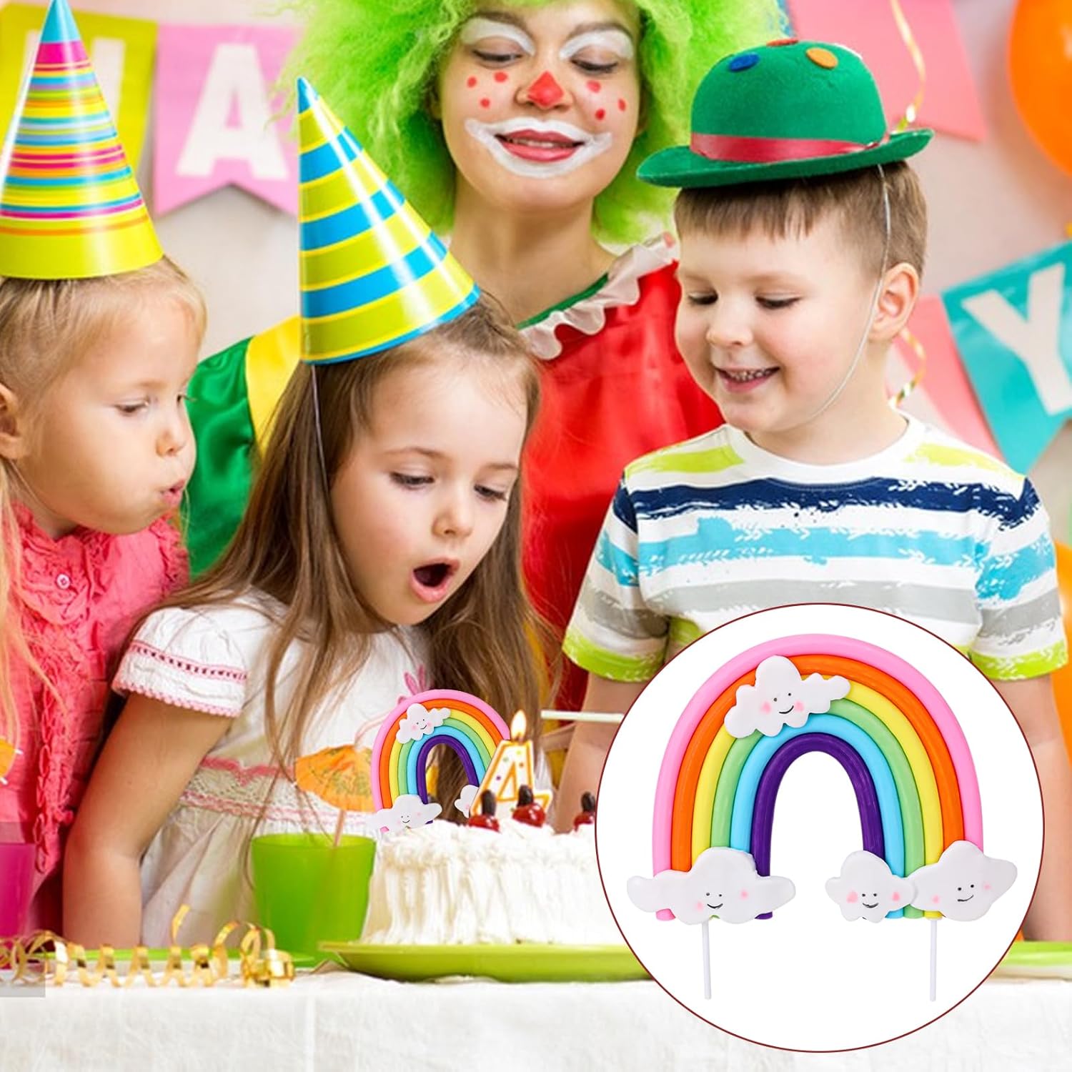 Mozeat Lens Soft Pottery Rainbow Cake Topper