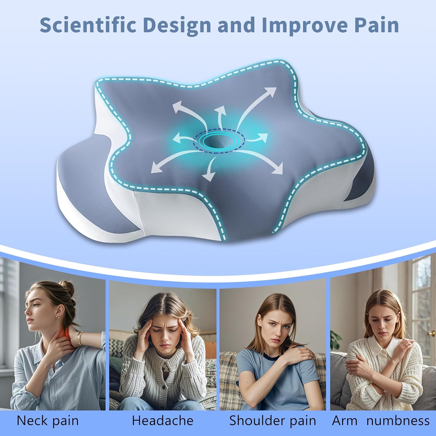 Mckkymi Memory Foam Cervical Pillow - Cooling Side Sleeper with Two Heights