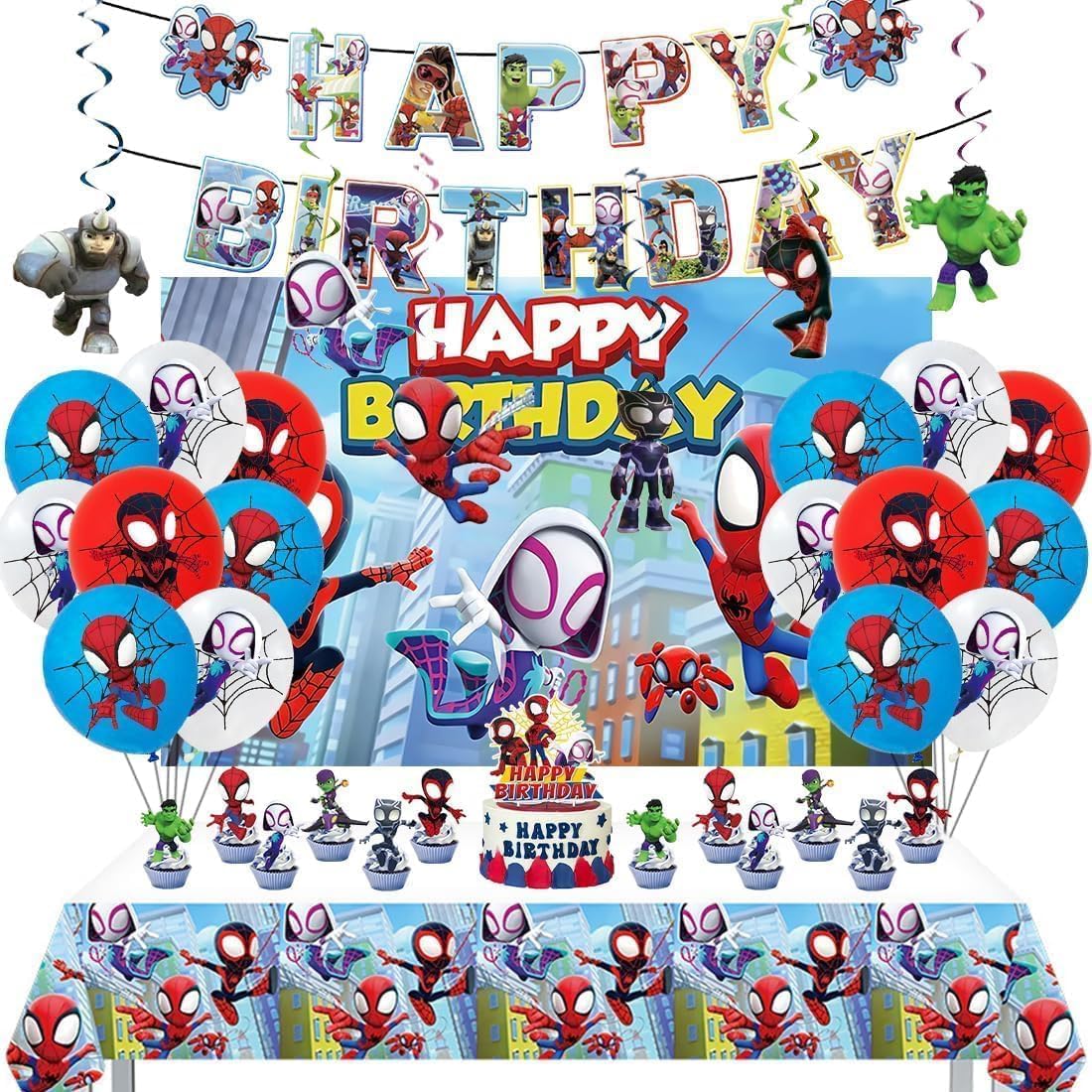 Spidey Themed Birthday Decorations Kit