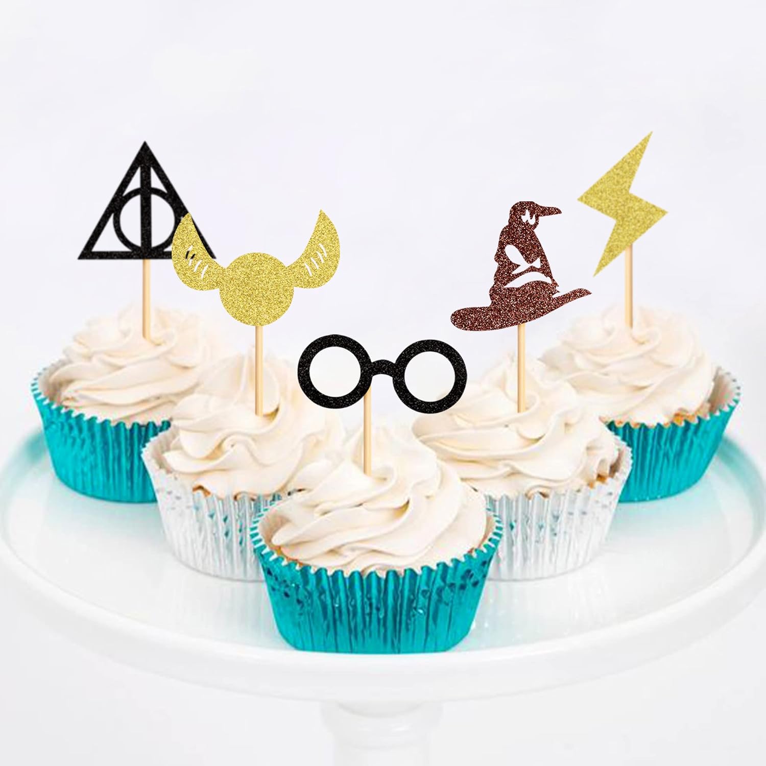 30PCS Glitter Wizard Cupcake Toppers for Birthday Decor