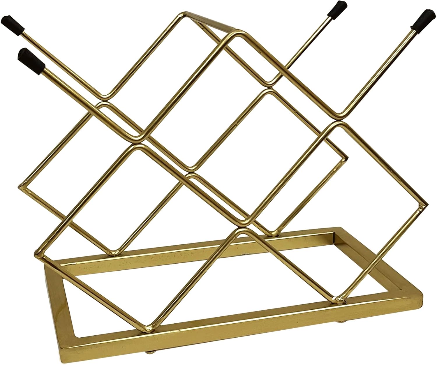 Nu Steel 5 Bottles Tabletop Wine Holder with Gold Finish