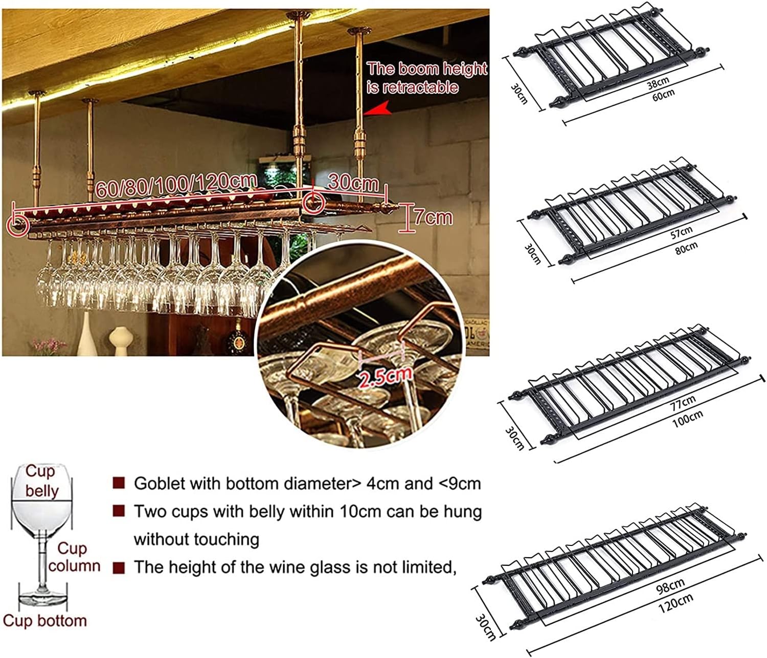 ALDEPO Wall-Mounted Wine Rack with Adjustable Height and Width