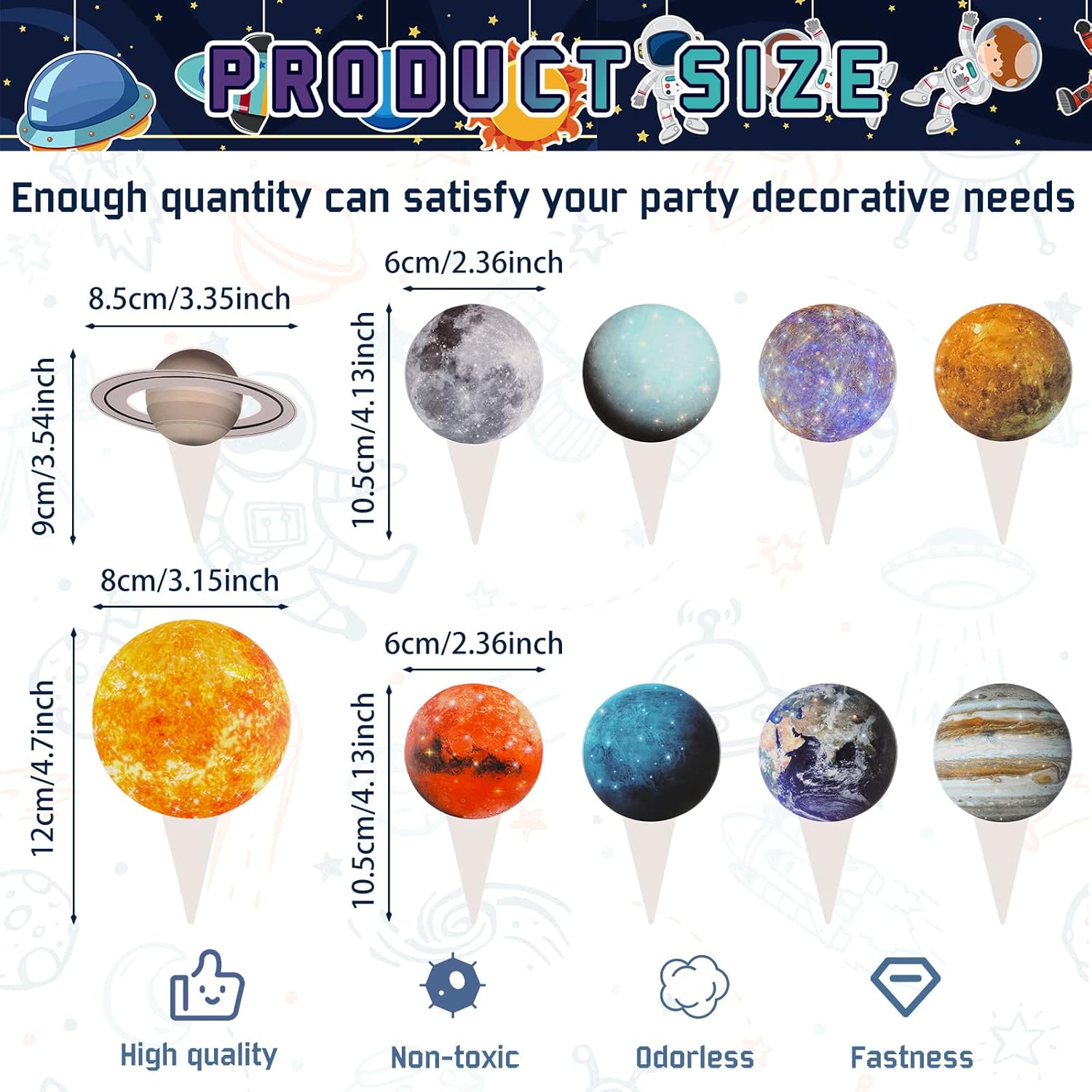 Sabary 50 Pcs Space Cupcake Toppers Set 1