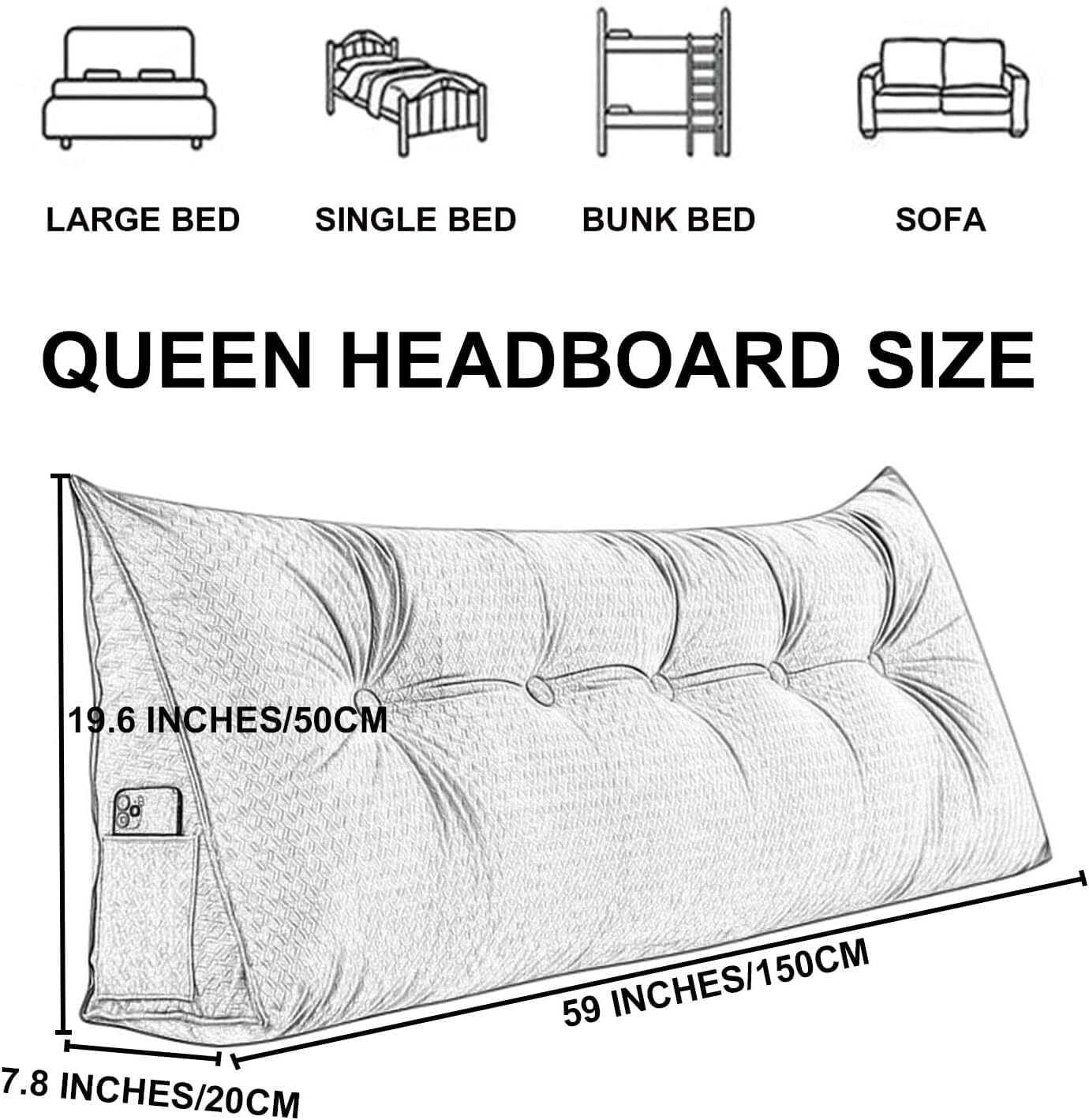 COZMAX Queen Size Reading Wedge Pillow - Green 150cm