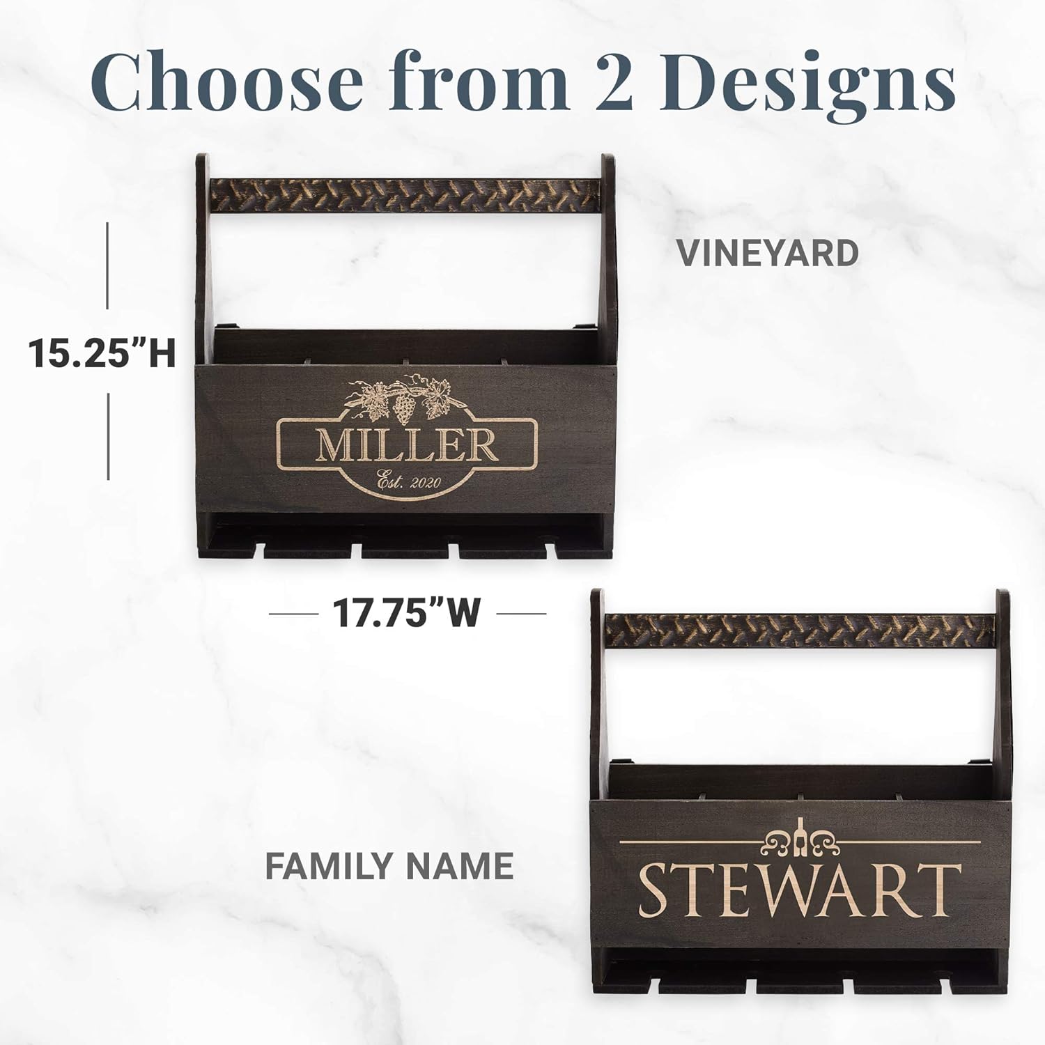 Personalized Rustic Wood Wine Rack with Name - Vineyard Edition