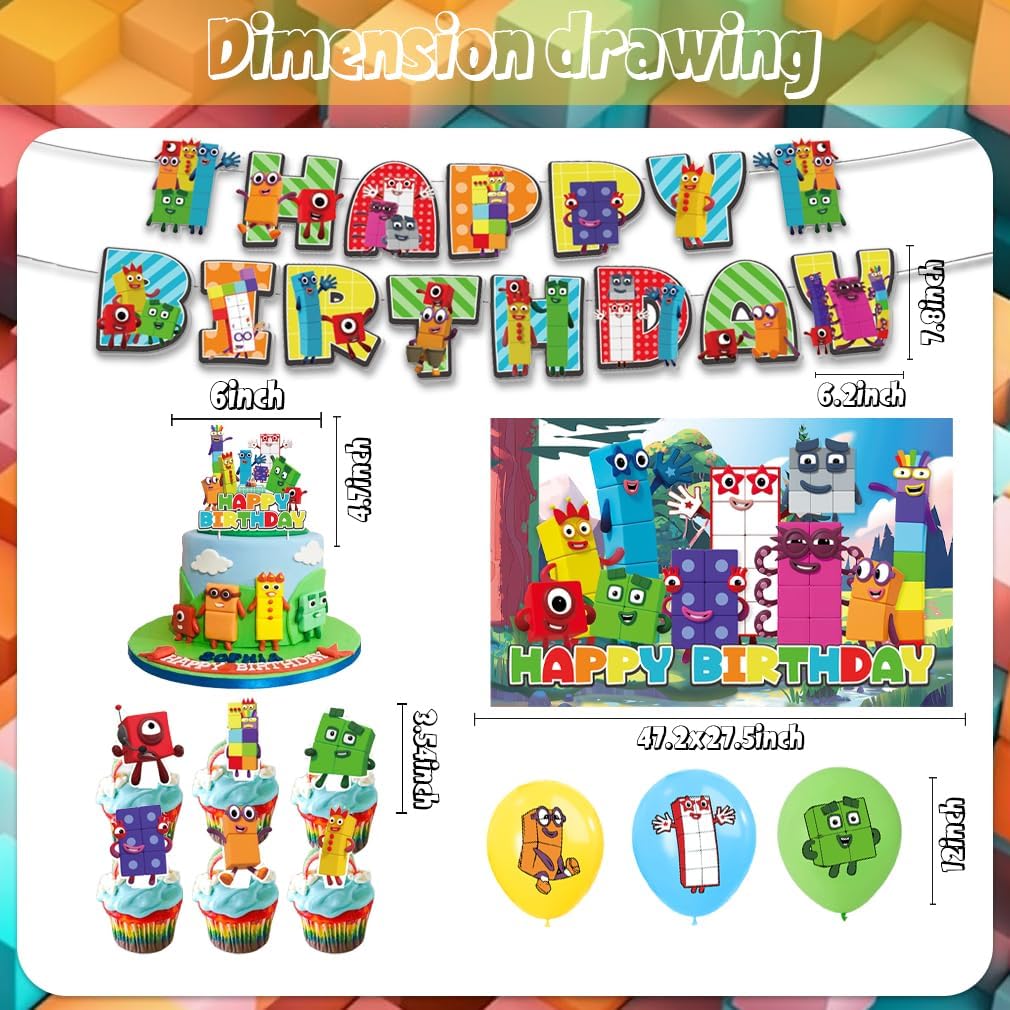 42Pack Number Block Party Supplies Set 1