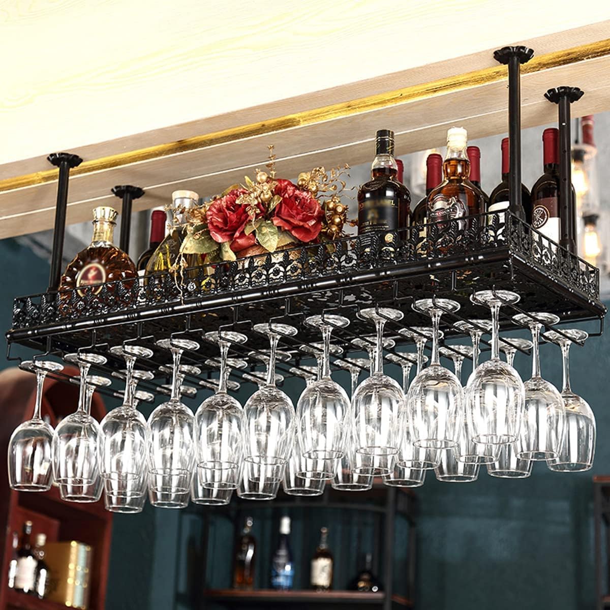 Adjustable Metal Wine Rack Wall Mount Holder