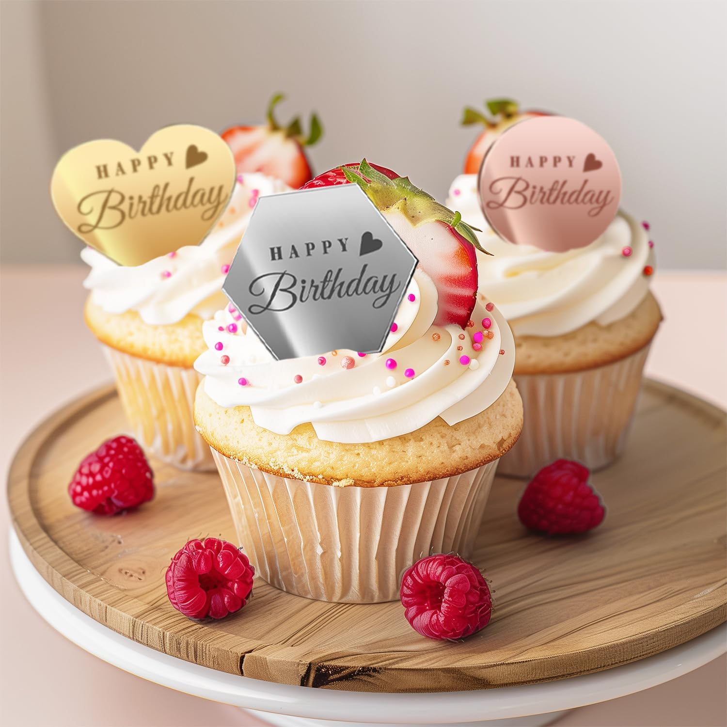 45PCS Happy Birthday Cake Toppers Multi-Shape Color