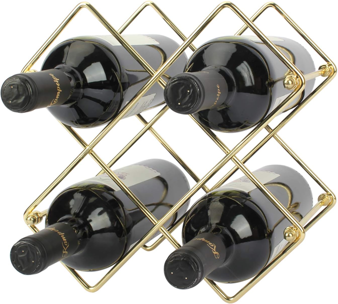 DreamiDeco 6-Bottle Metal Wine Rack Gold