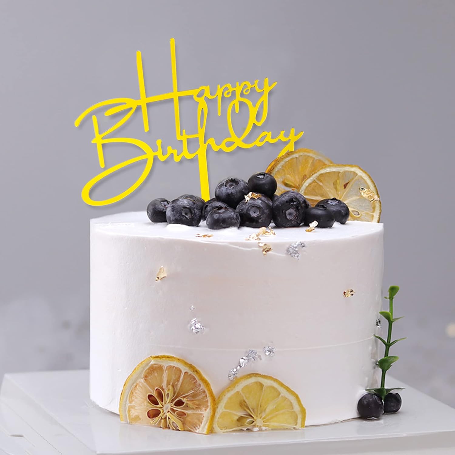 10 PCS Gold Birthday Cake Toppers Acrylic Decorations