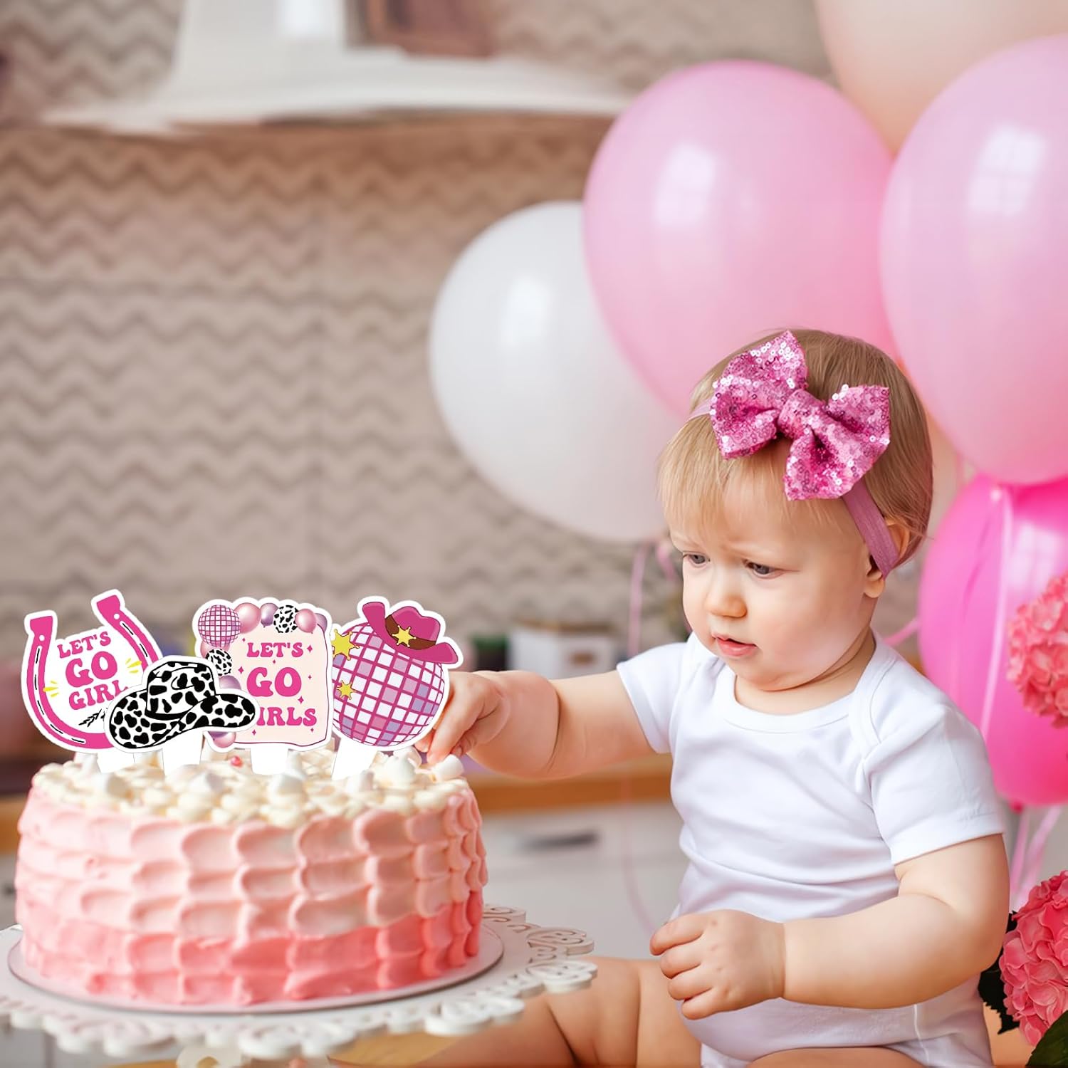 Yoomod 36PCS Pink Cowgirl Cupcake Toppers