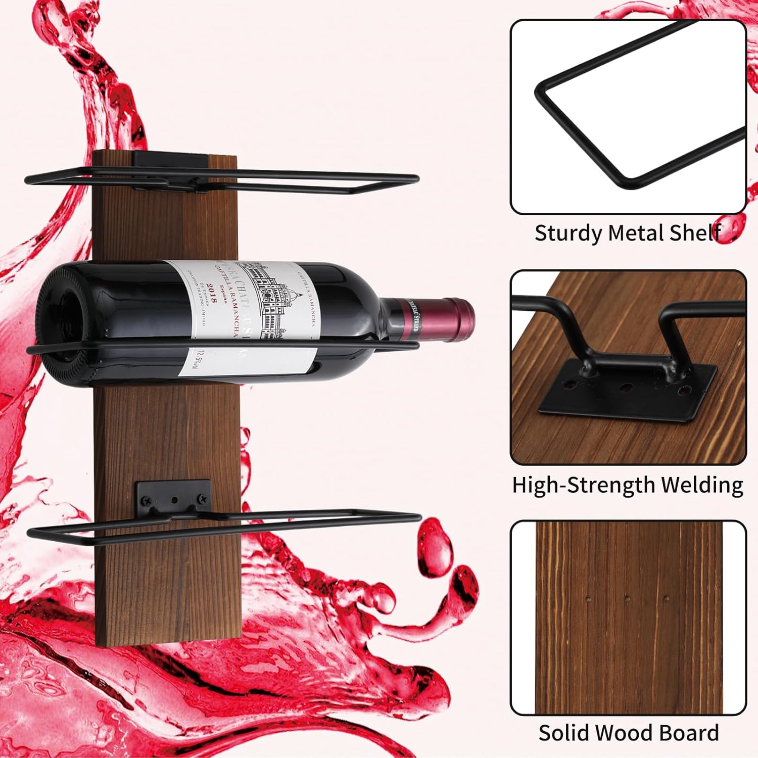 CBYJK Wall-Mounted Wine Rack for 12 Bottles