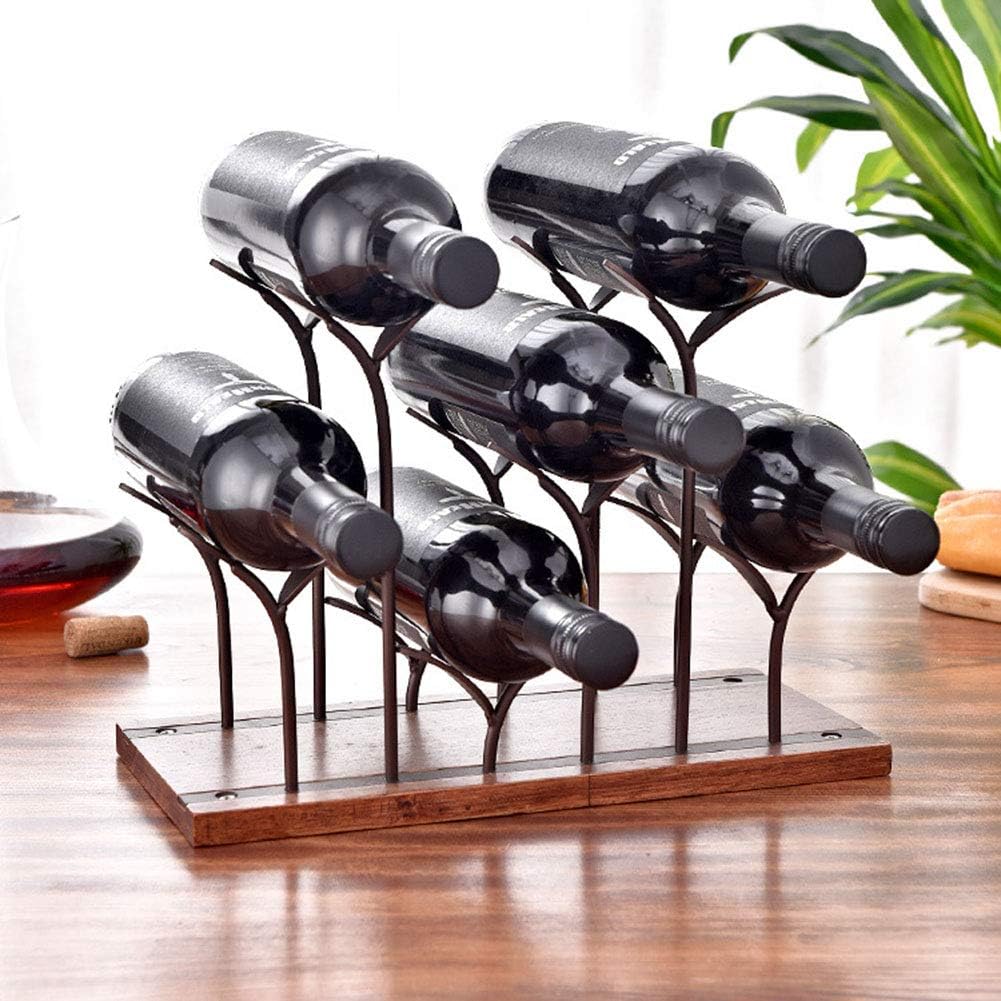 Durable Metal Wine Rack for 6 Bottles Freestanding
