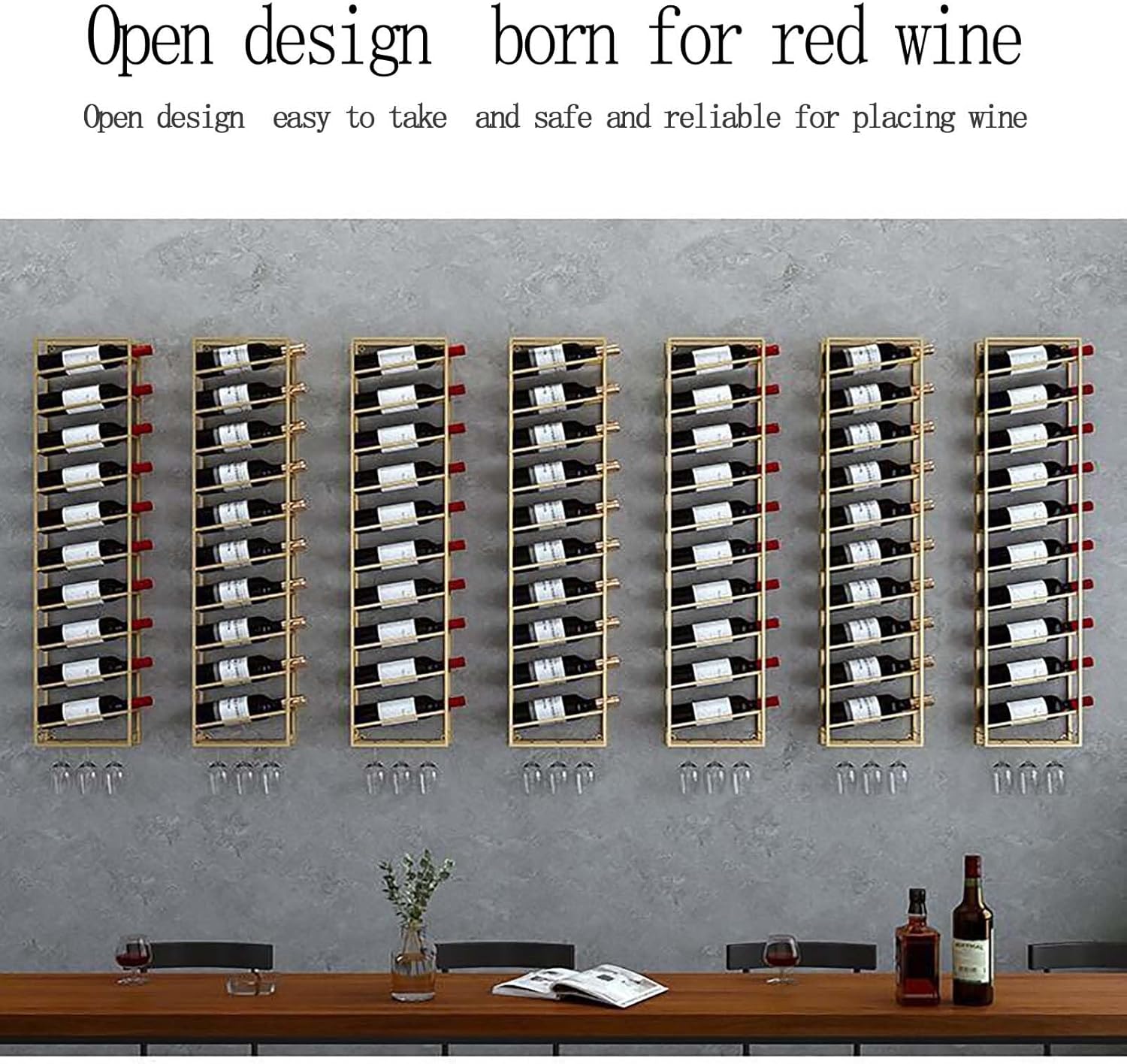 Wall-Mounted Wine Rack with 12 Tiers for Home Bar and Kitchen