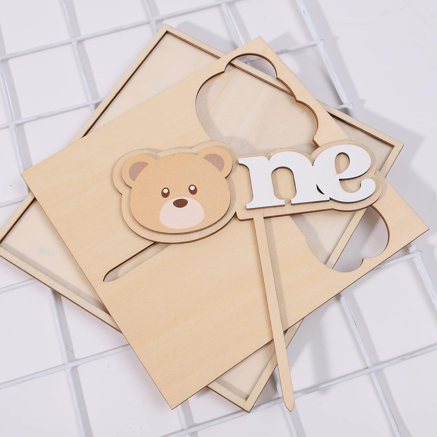 Wooden Teddy Bear Birthday Banner Decor