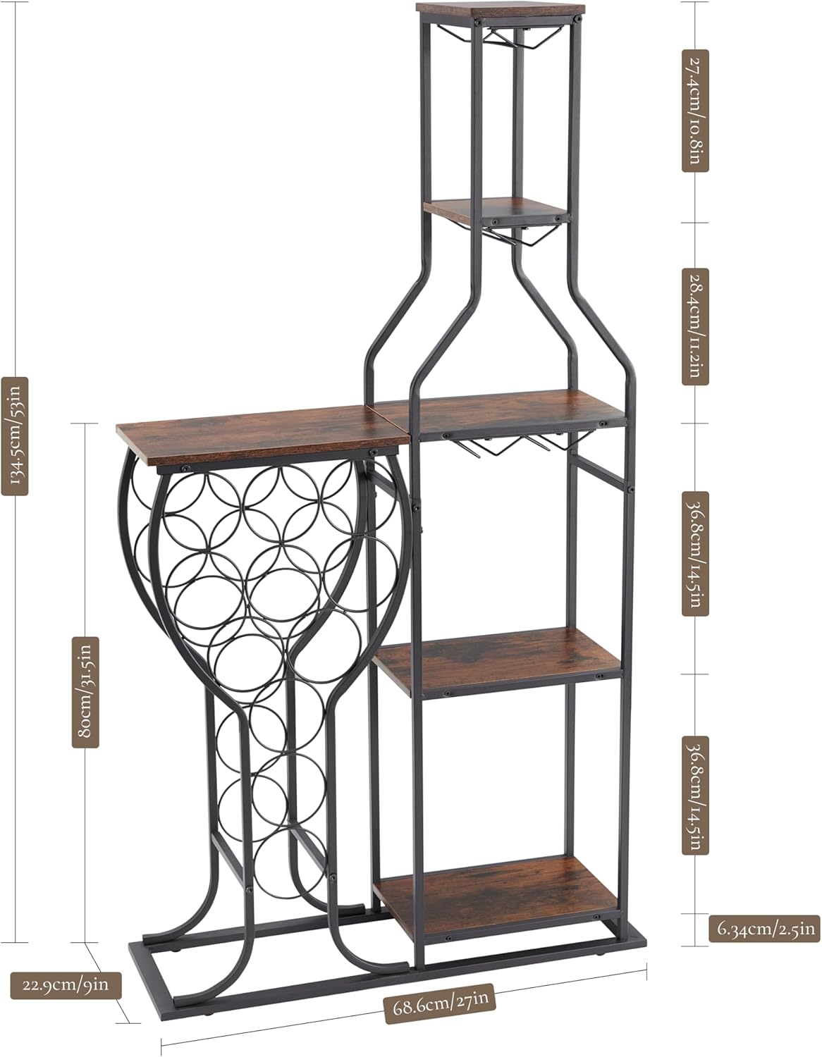 Freestanding Wine Rack 11 Bottles 5 Tier Storage Shelves
