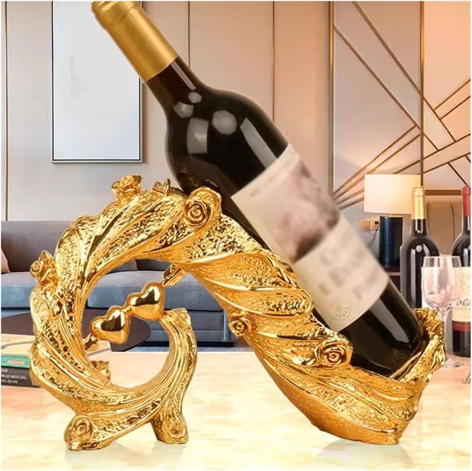SONGCHAO Gold Peacock Wine Bottle Holder