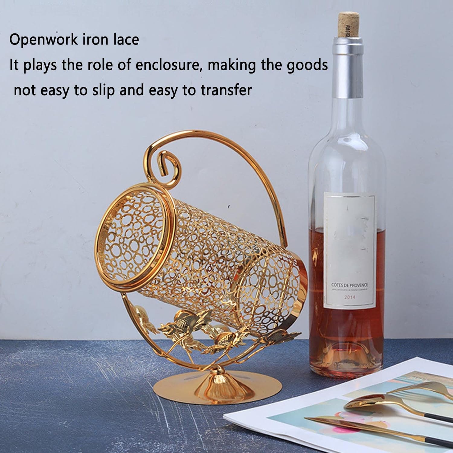 JUSHZ Wall Mounted Wine Rack with Iron Art Design 1