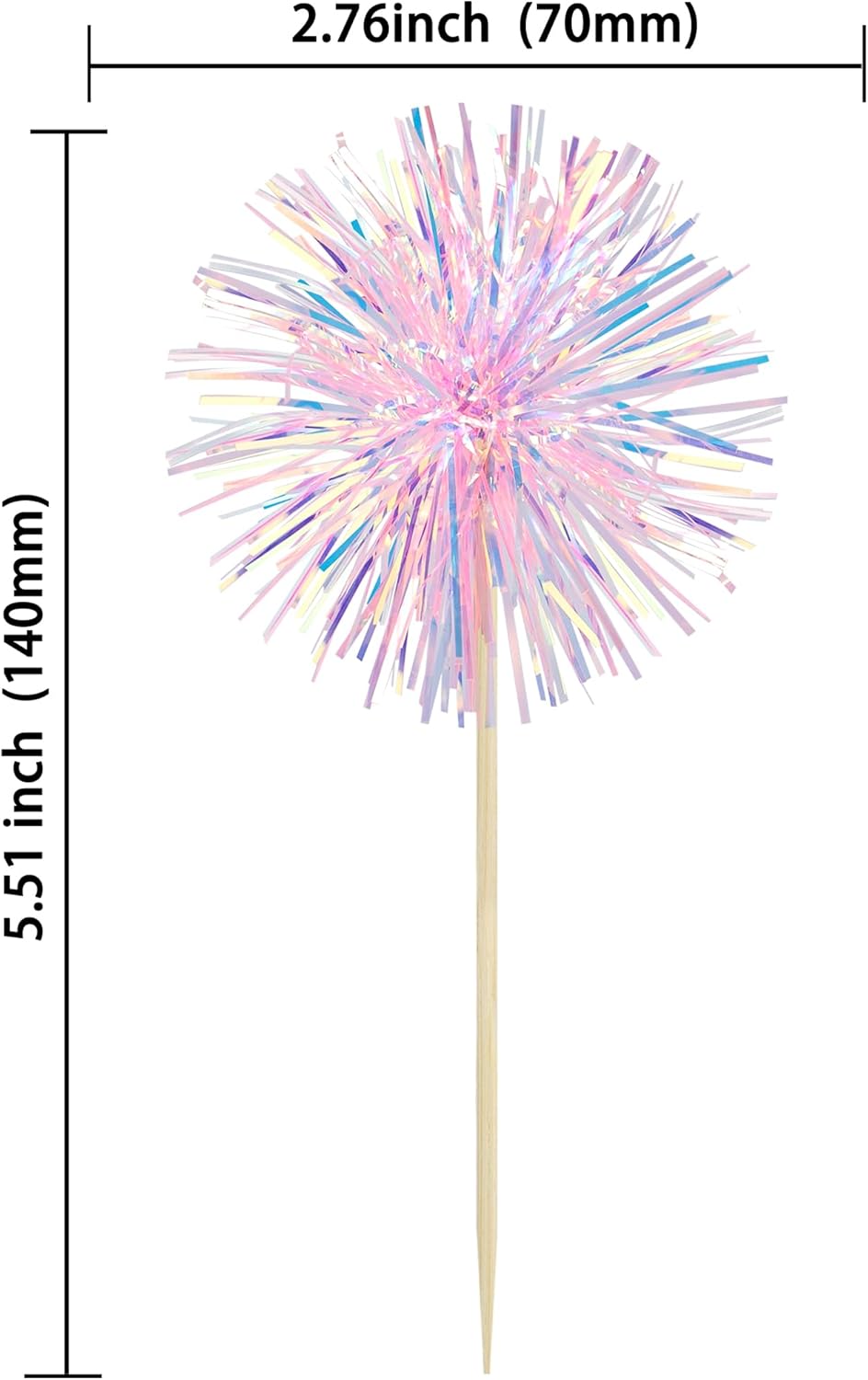 Ephlyn 30Pcs Foil Firework Cupcake Toppers Pink