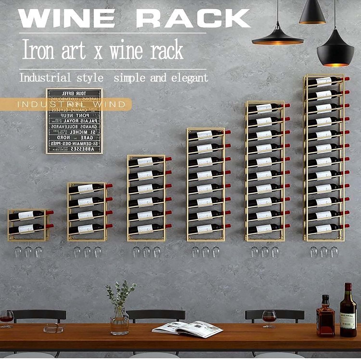 Wall-Mounted Wine Rack with 12 Tiers for Home Bar and Kitchen
