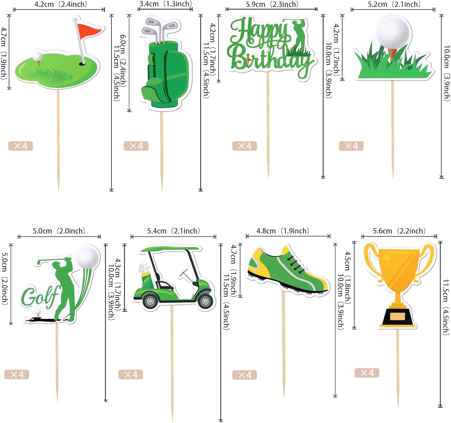 ZHUOWEISM 32PCS Golf Trophy Cupcake Toppers