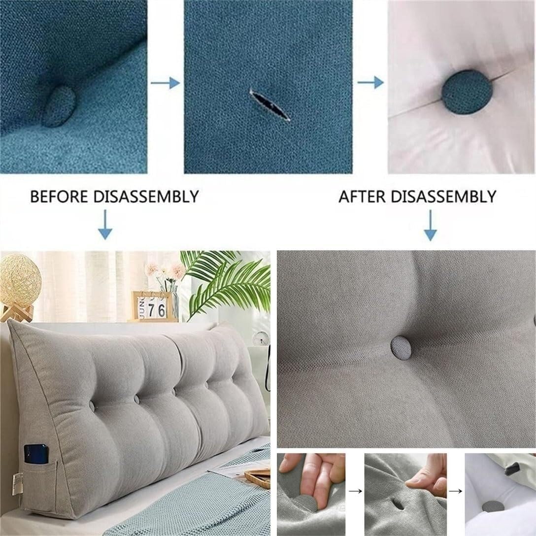 COZMAX Velvet Bed Wedge Pillow - Lake Blue 120cm