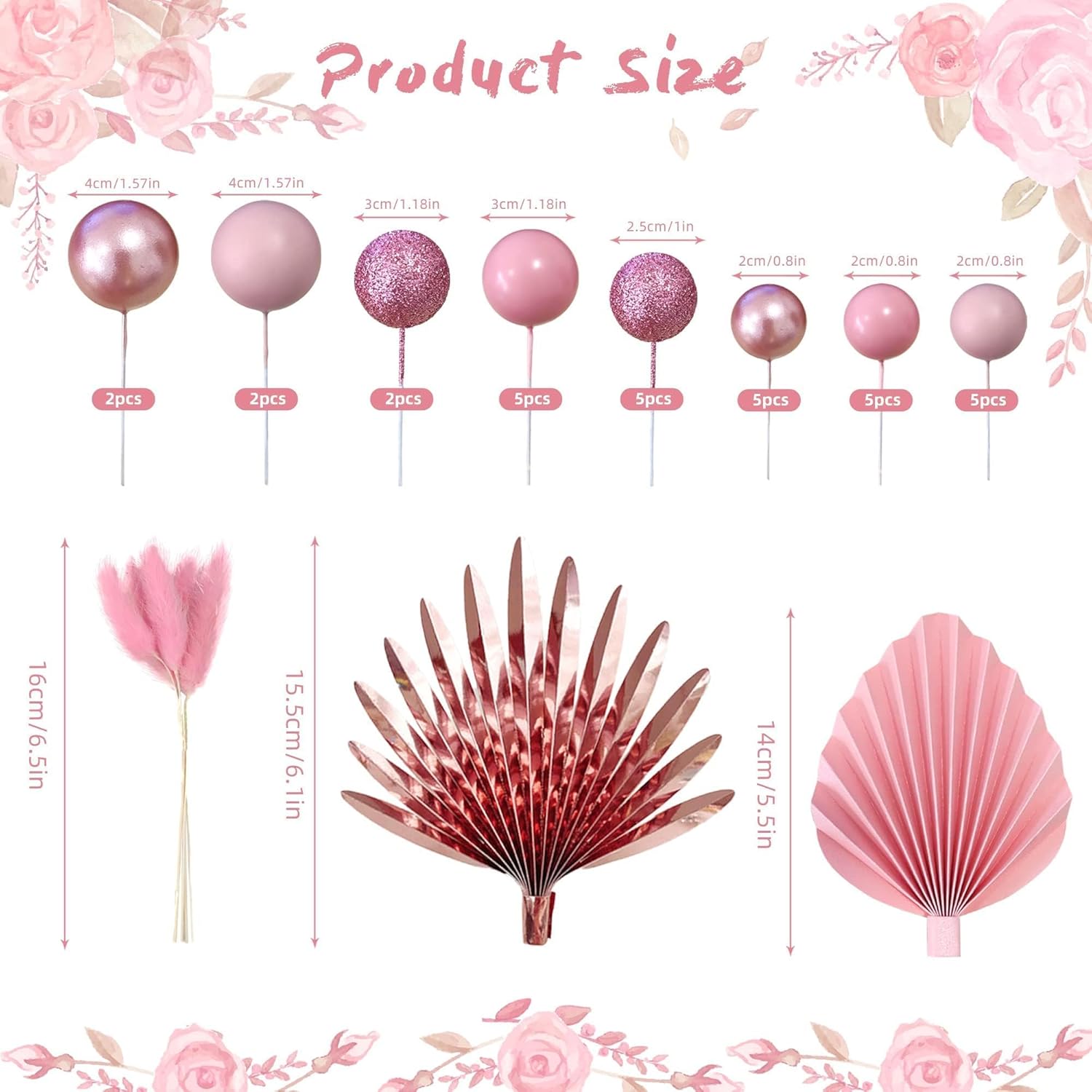 LEFUBABY 38 PCS Rose Gold Cake Toppers
