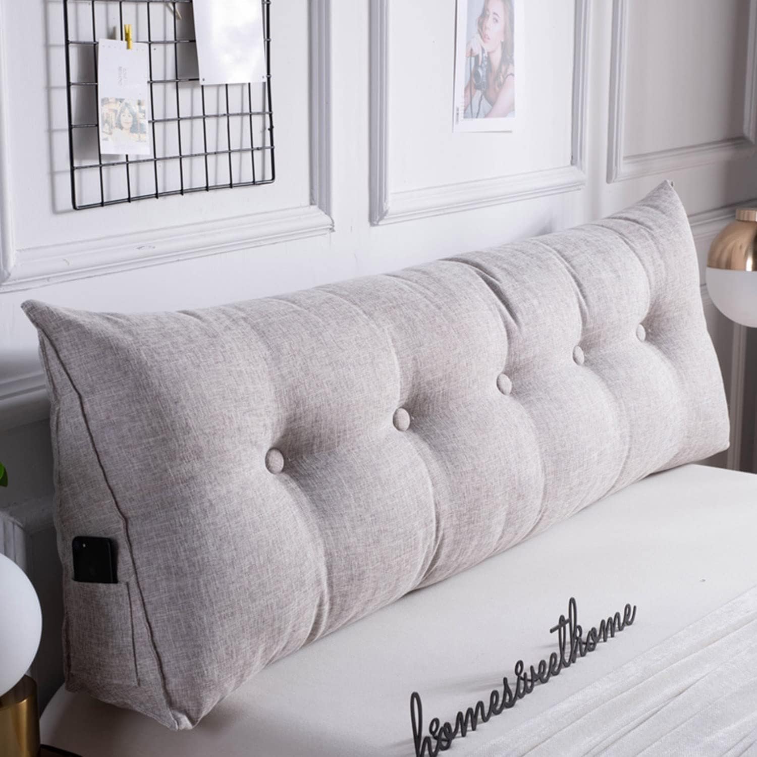 COZMAX Gray Solid Color Triangle Headboard Pillow
