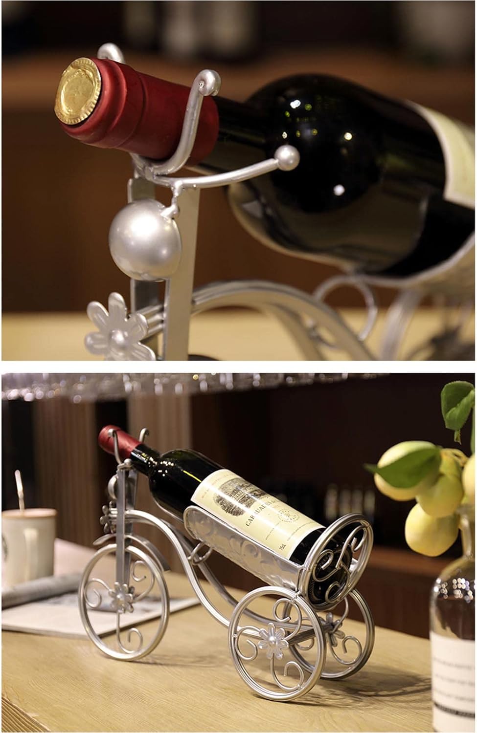 JUSHZ Freestanding Wine Rack 35x10x26cm Silver