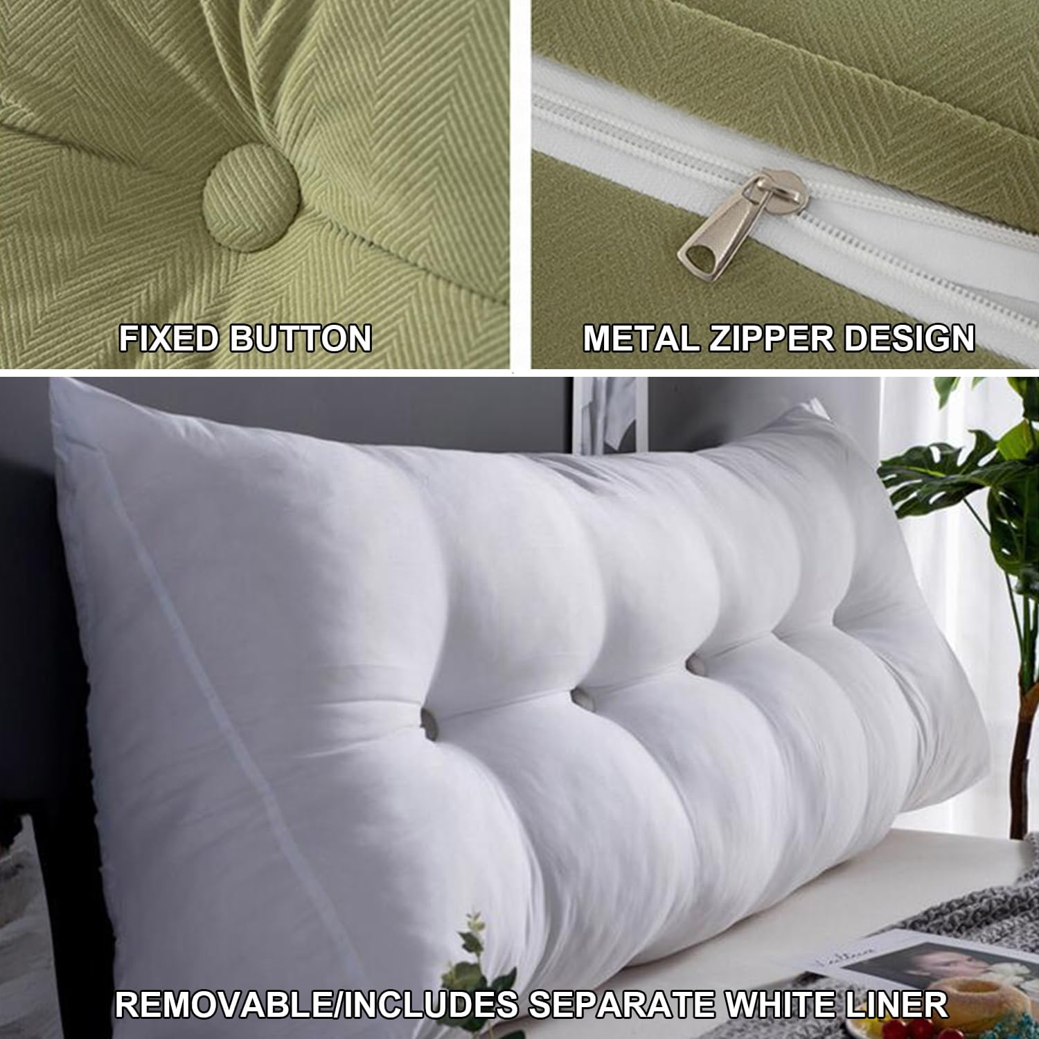 ZZYK Triangle Headboard Pillow Queen 59 Inches Green