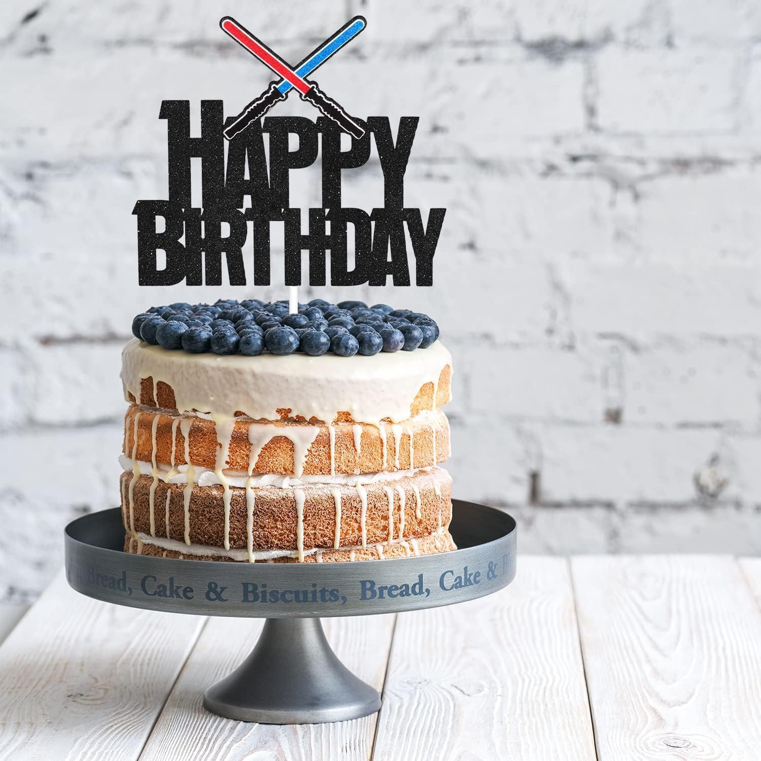 Darth Vader Birthday Cake Topper - Black Glitter Alien War Decor