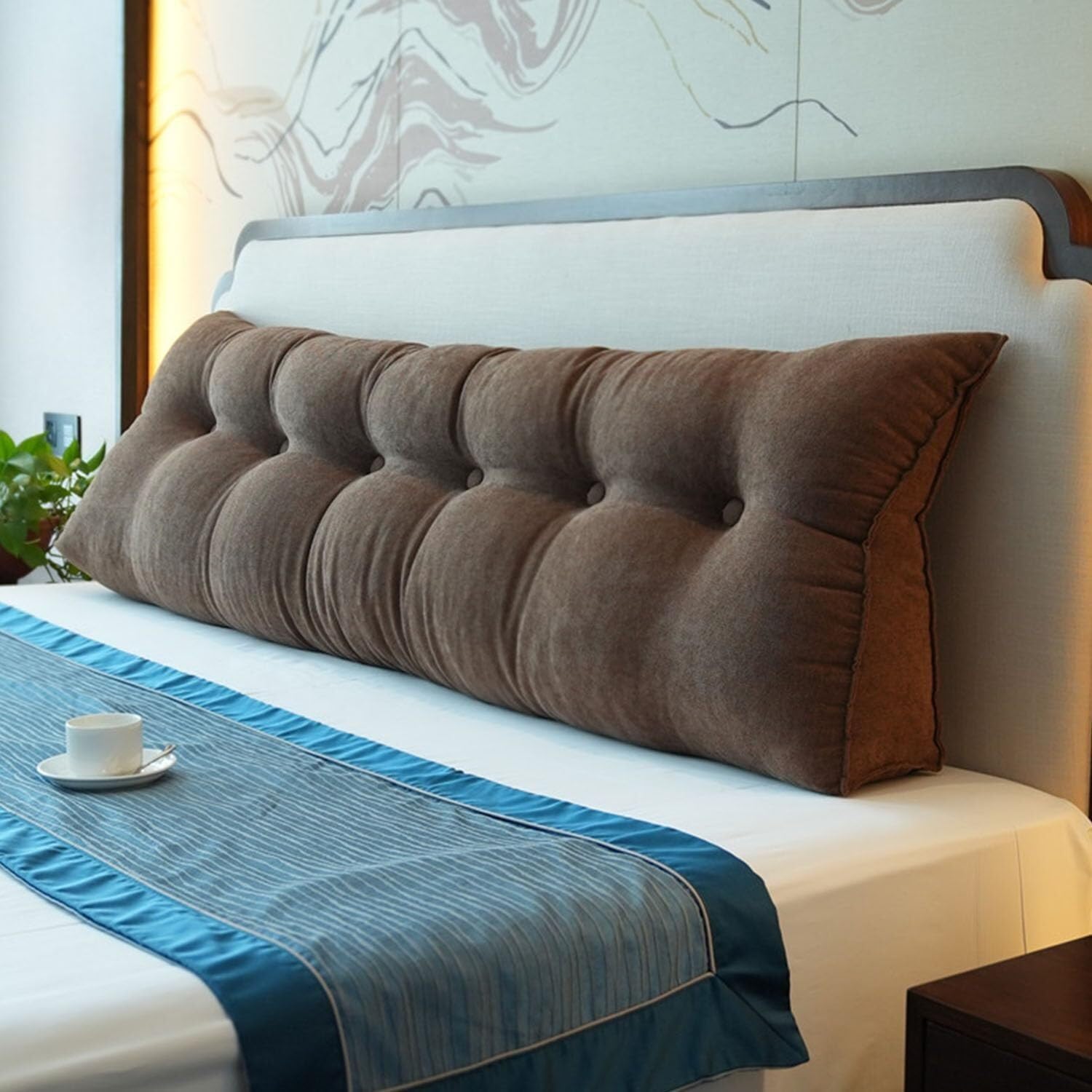 Queen Headboard Pillow - Coffee 315 Inches Double Layer