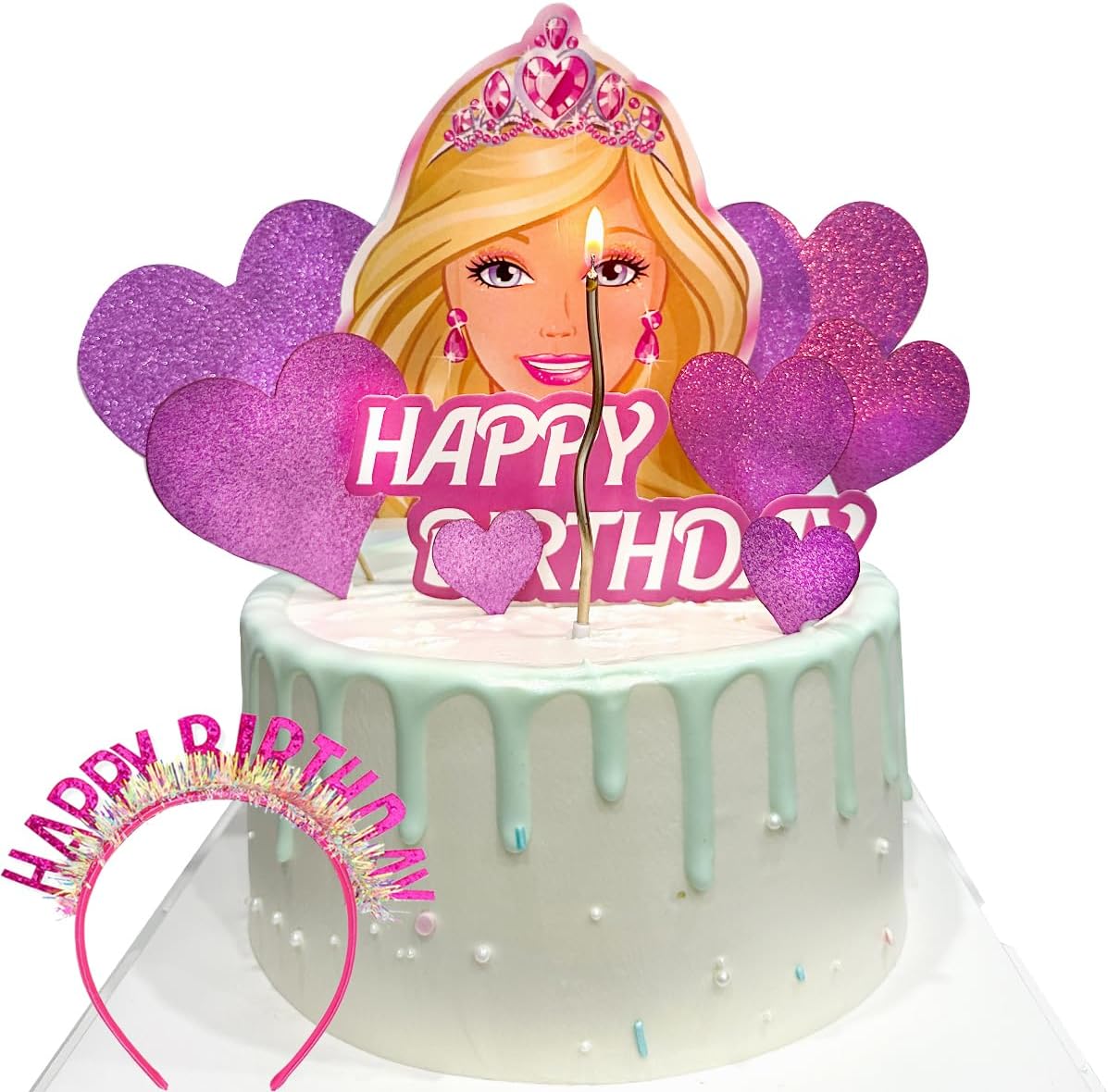 QUEXIAOKANG Girl Cake Topper Set 12 Pcs