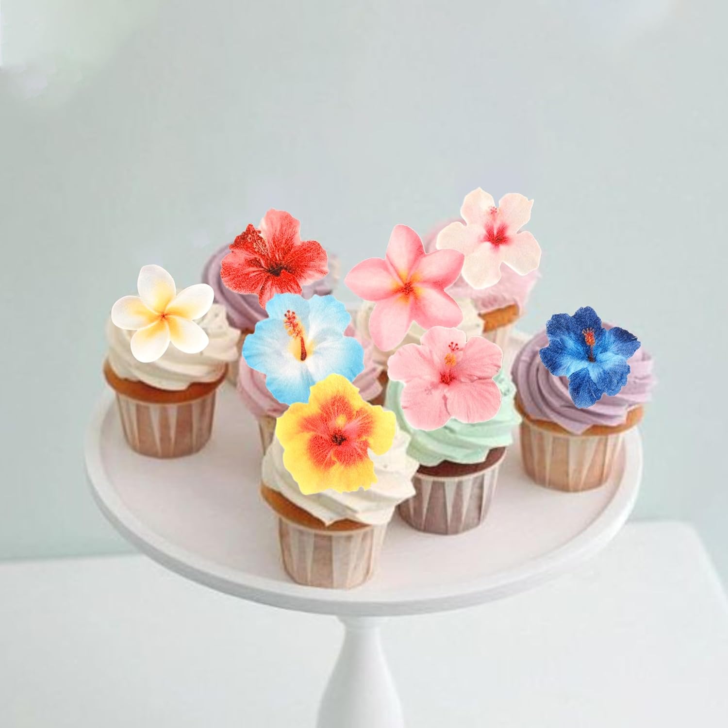 ZHUOWEISM 56 PCS Edible Flowers Cupcake Toppers