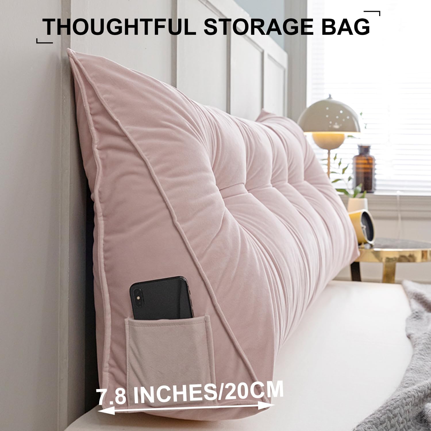 ZZYK Tufted Button Headboard Pillow - Pink 35 Inches