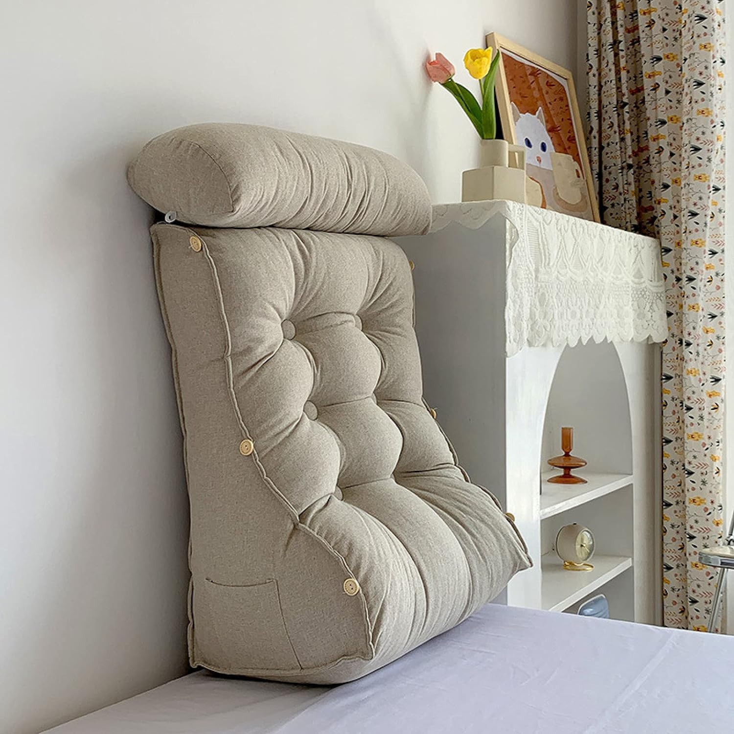 COZMAX Reading Pillow with Storage Pocket and Adjustable Backrest