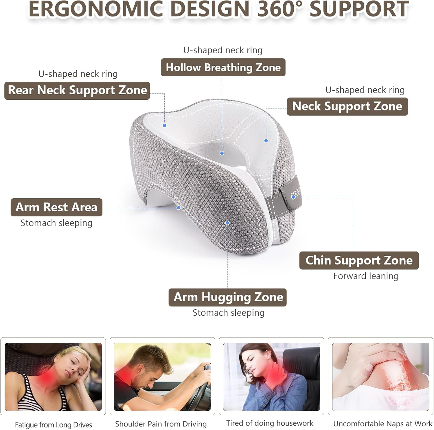 SPUER 2in1 Ergonomic Travel Neck Pillow