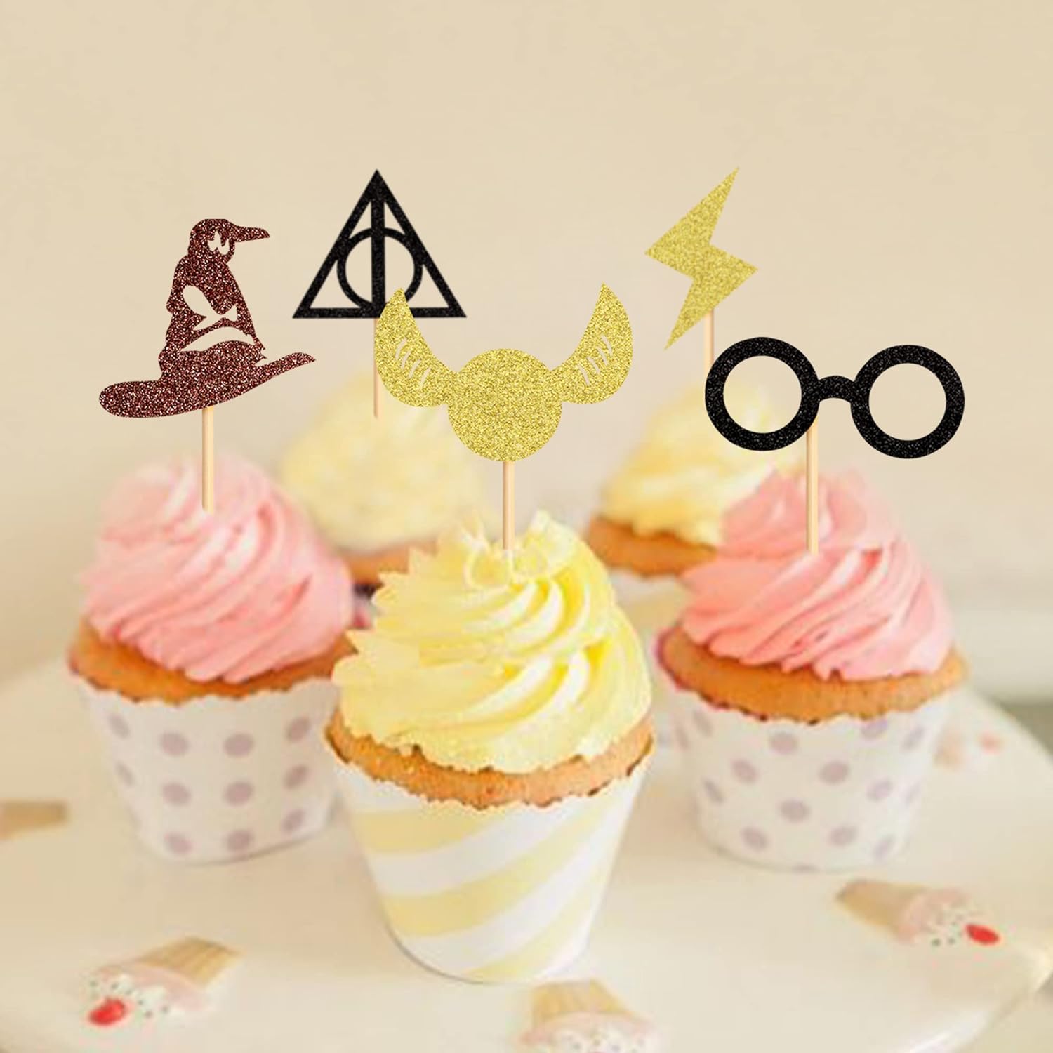 30PCS Glitter Wizard Cupcake Toppers for Birthday Decor