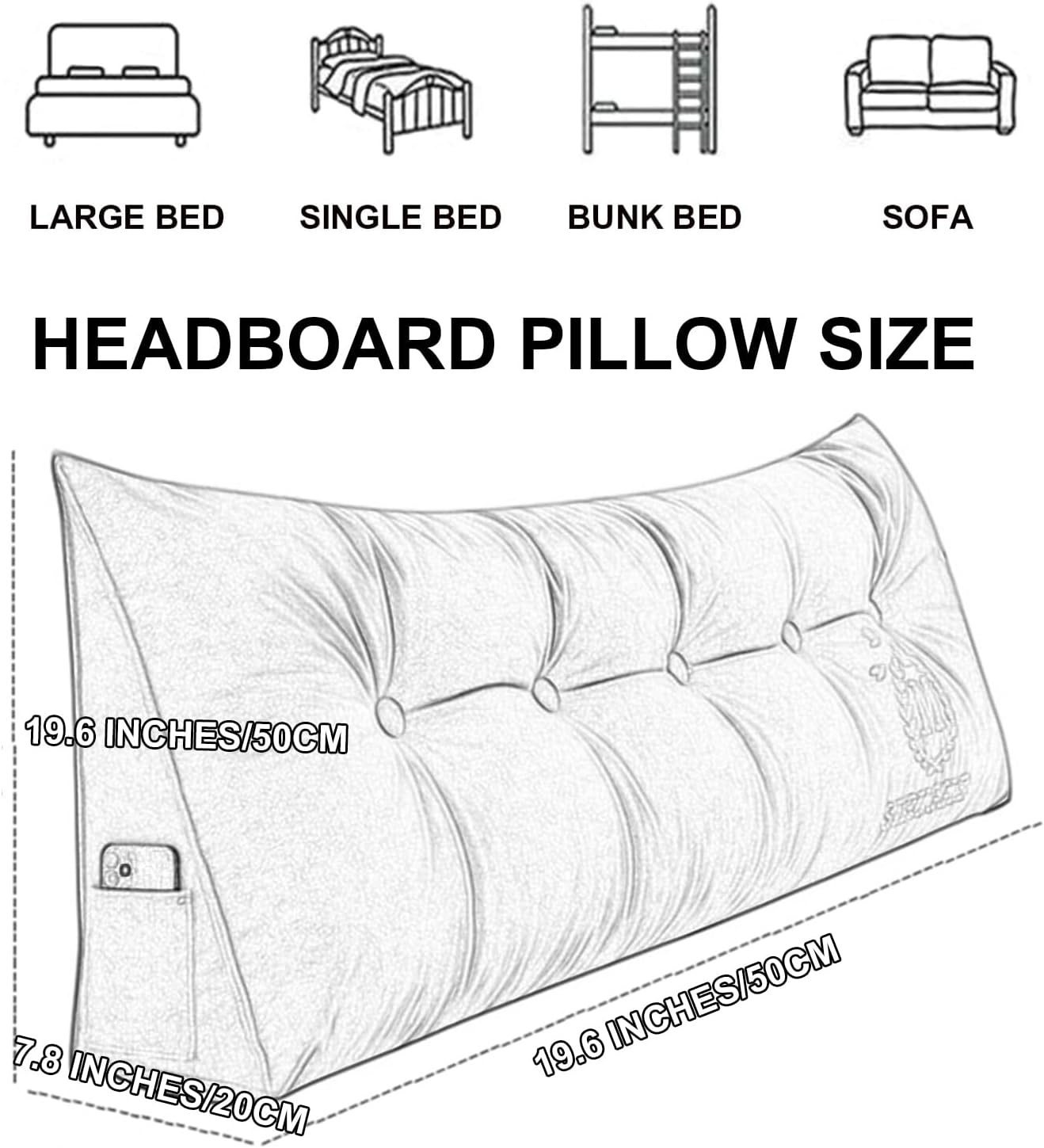 ZZYK Full Reading Pillows with Removable Cover Orange 50cm196 inches