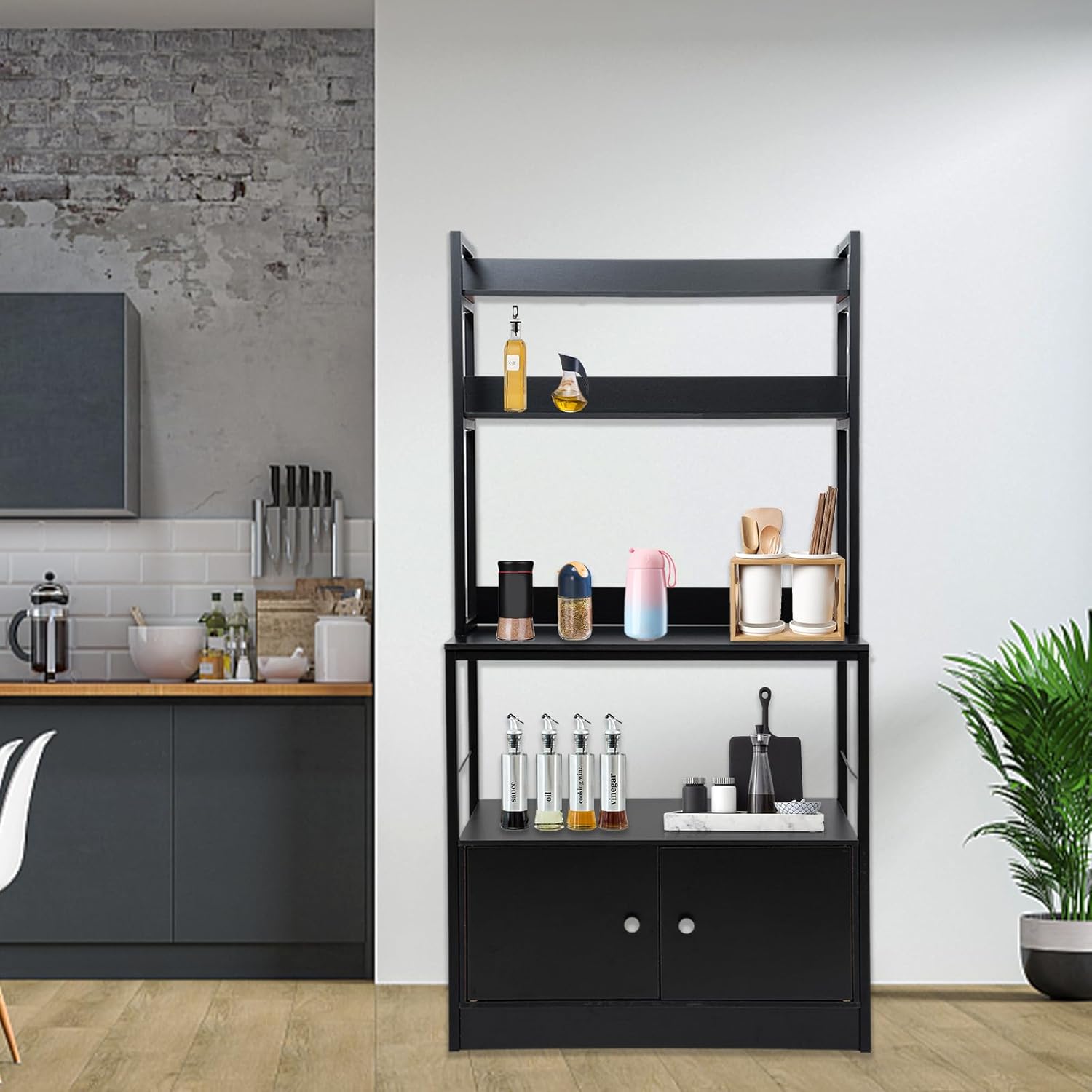 Hanmorfarbi 5-Tier Free Standing Wine Rack Black