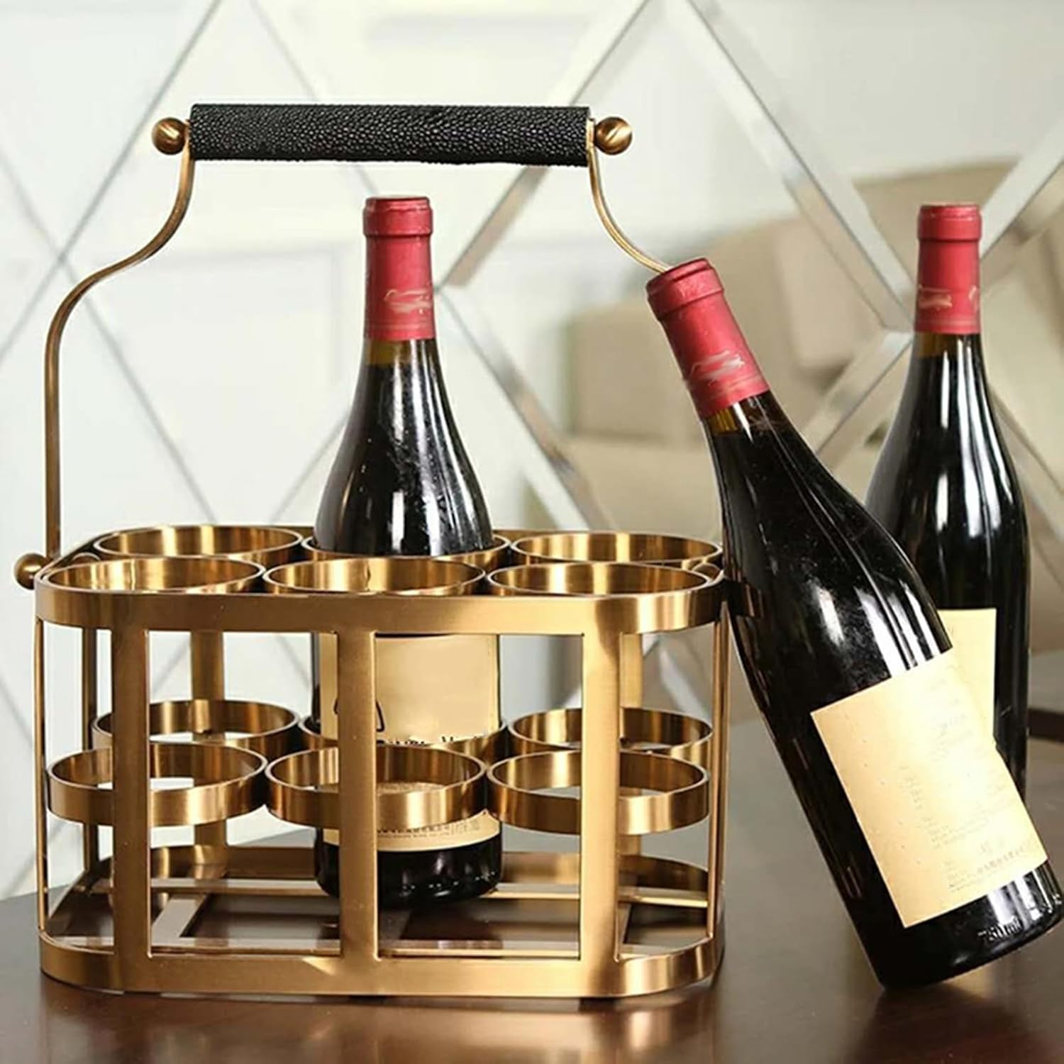 Stylish Freestanding Wine Rack Organizer with 6 Bottles