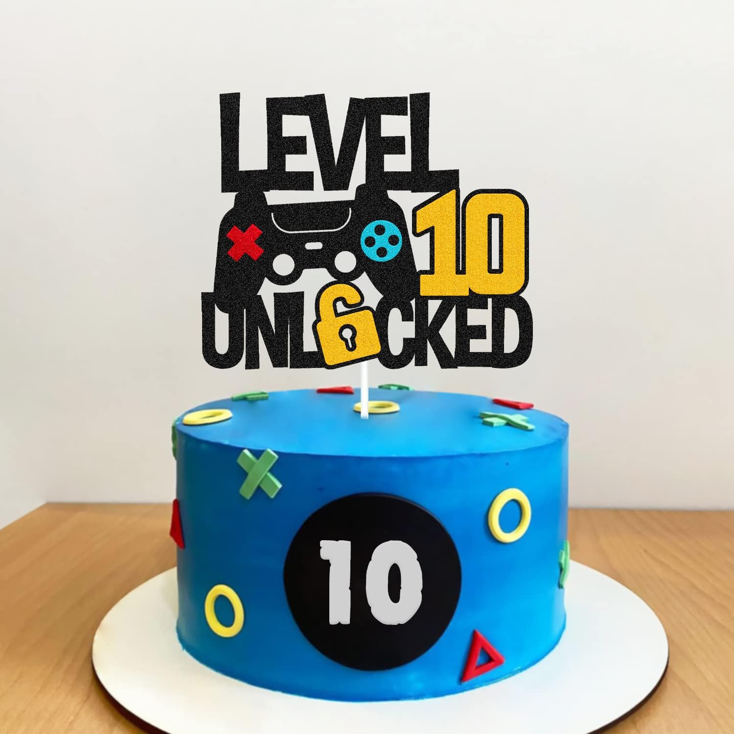 Vikiwiin Level 10th Cake Topper Game Controller Non-Edible Decoration