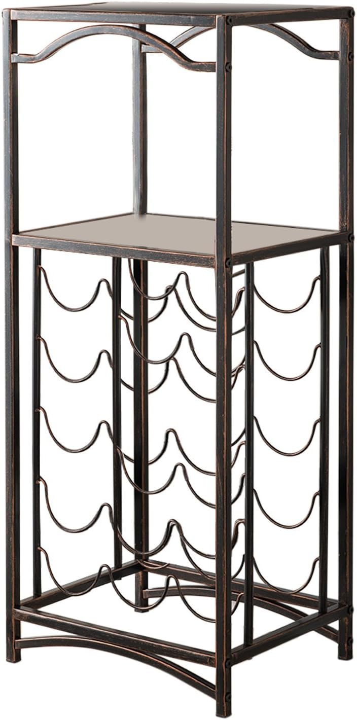 Kings Brand Metal 15-Bottle Wine Rack with Brushed Copper Finish