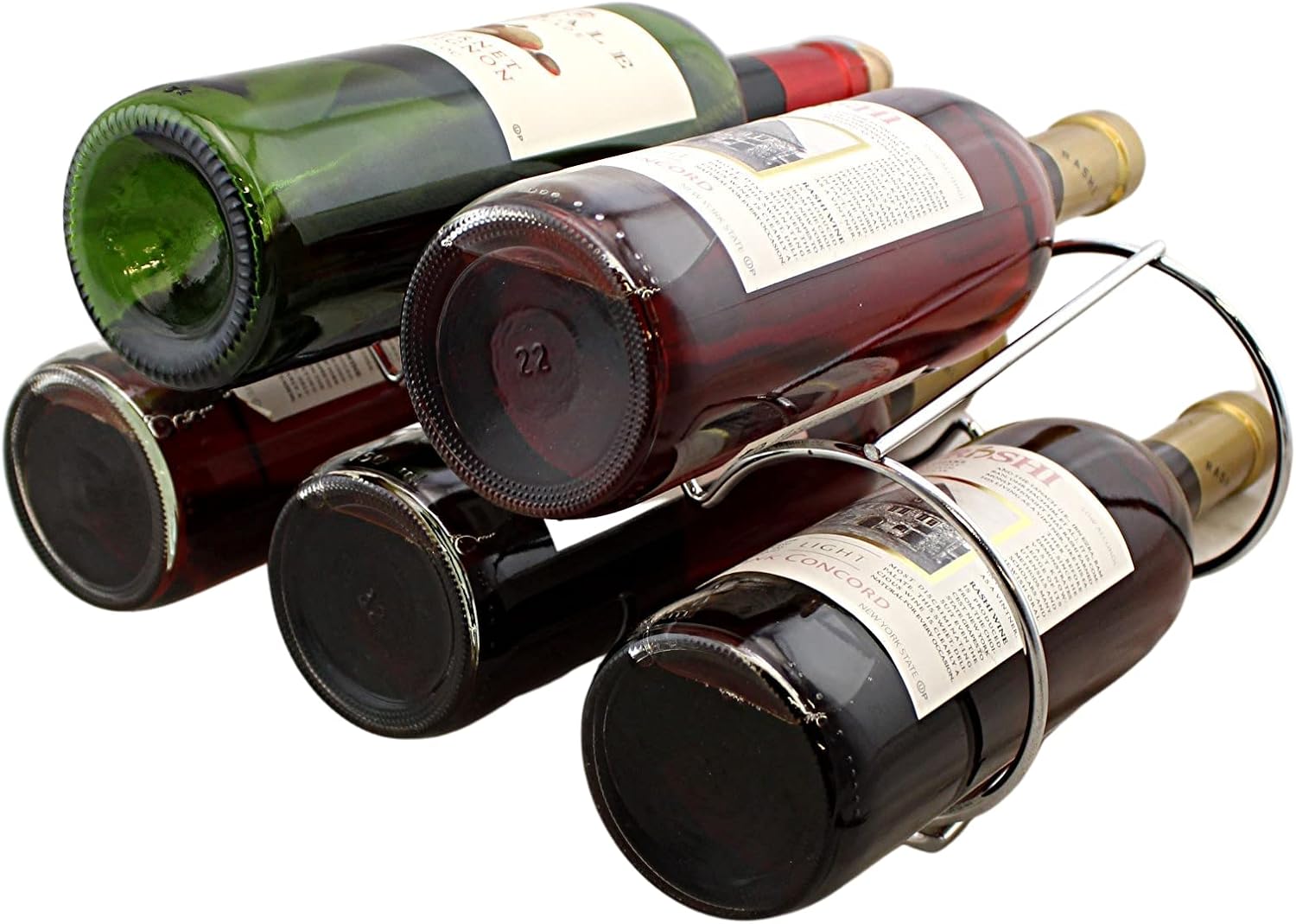 Stackable Wine Rack Bottle Holder in Silver