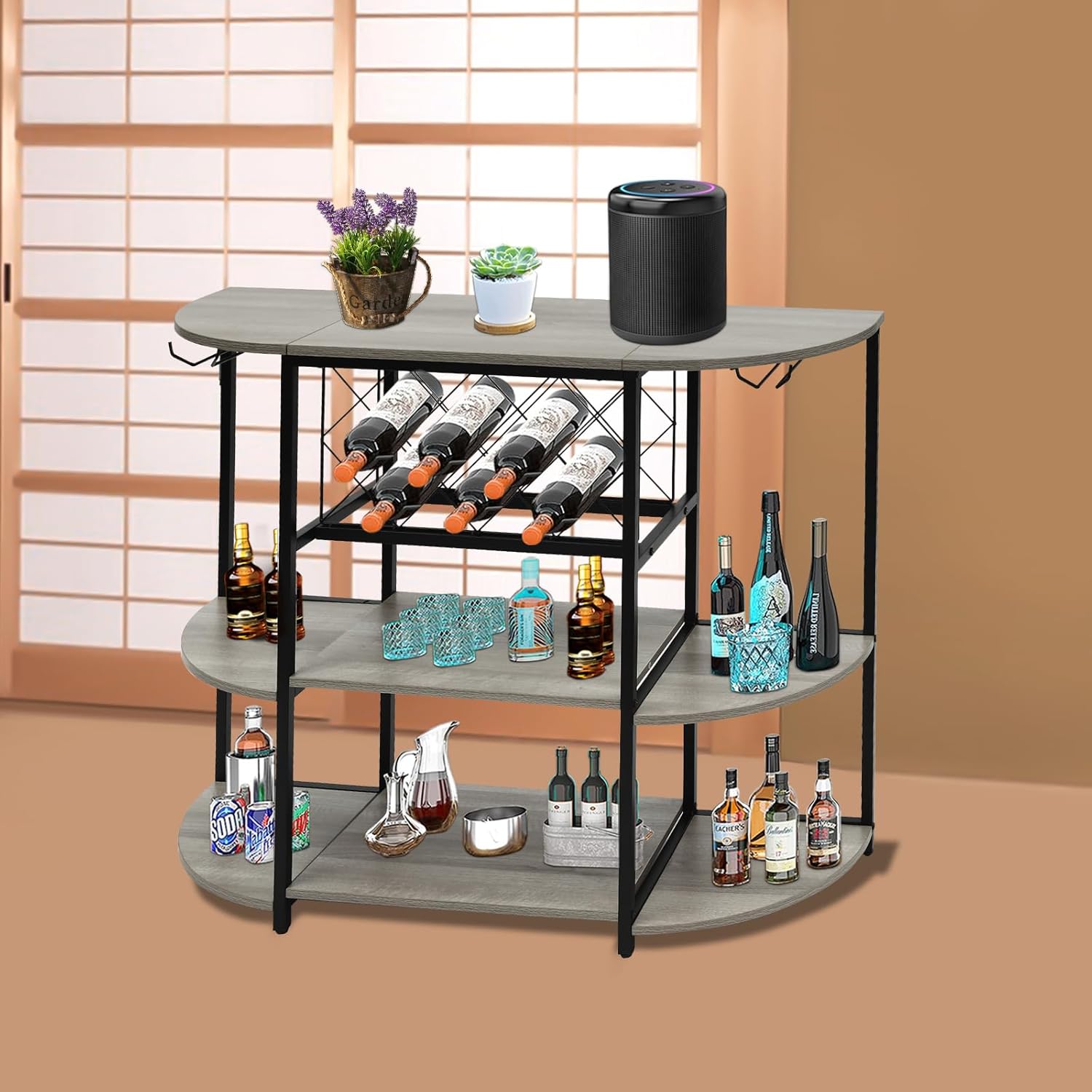 QUSKLISU Wine Rack Table with LED Light