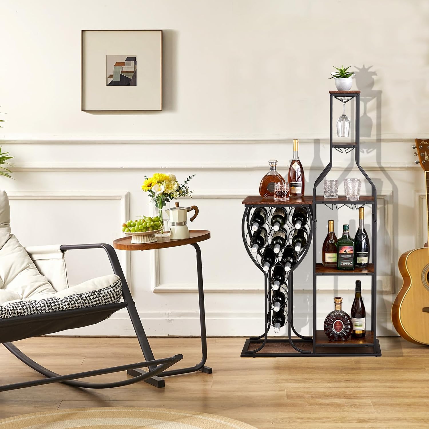 LEONX Freestanding Wine Rack 11 Bottle Capacity 5 Tier Wood