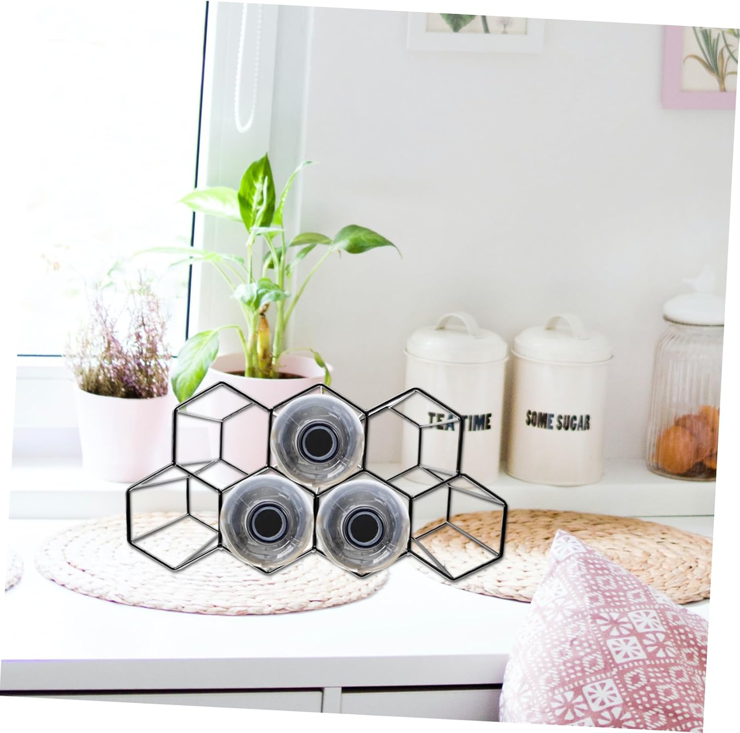Levemolo 7Holes Iron Wine Display Stand with Honeycomb Design