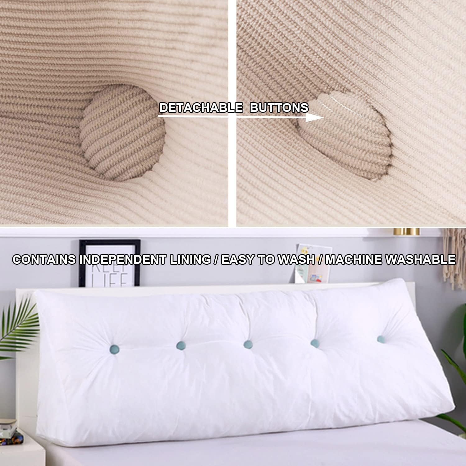 COZMAX Queen Size Triangular Headboard Pillow