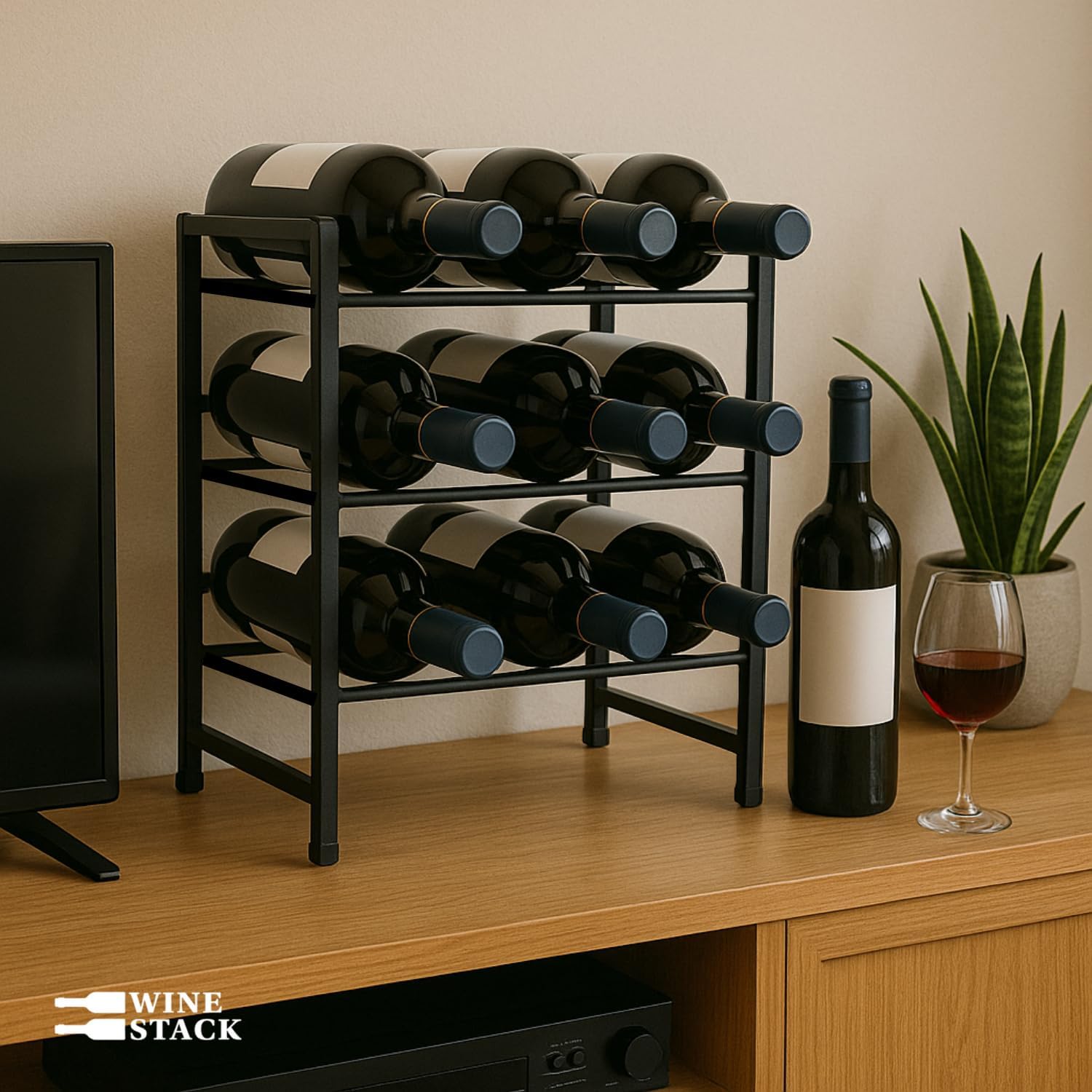 Modern Metal Countertop Wine Rack 1